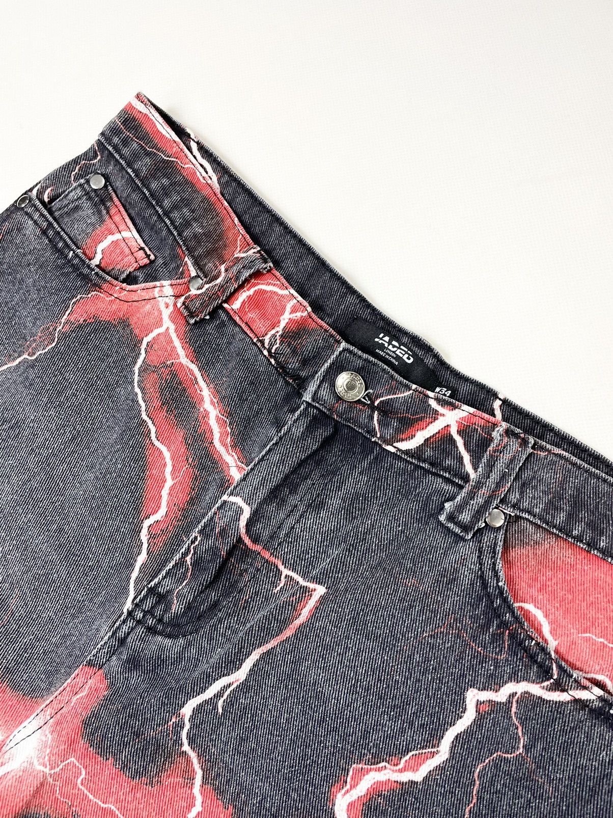 Jaded London Jaded London 🚨 Lightning printed supreme Jeans Denim Shorts Size US 34 / EU 50 - 4 Thumbnail