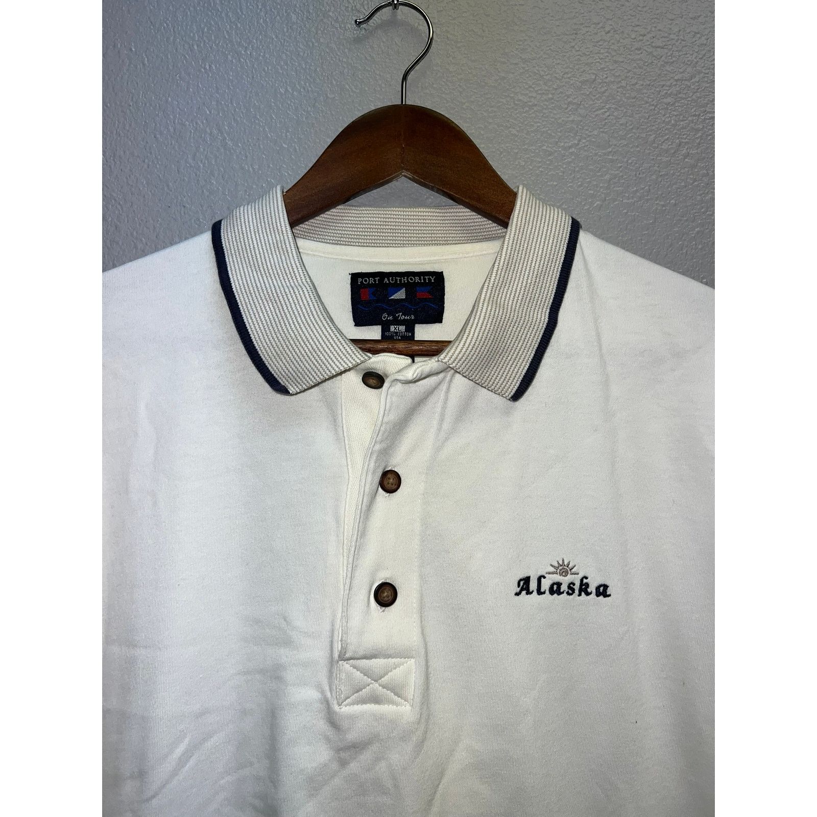 Port Authority Vintage Alaska Polo White Collared 100% Cotton Mens XL Size US XL / EU 56 / 4 - 2 Thumbnail