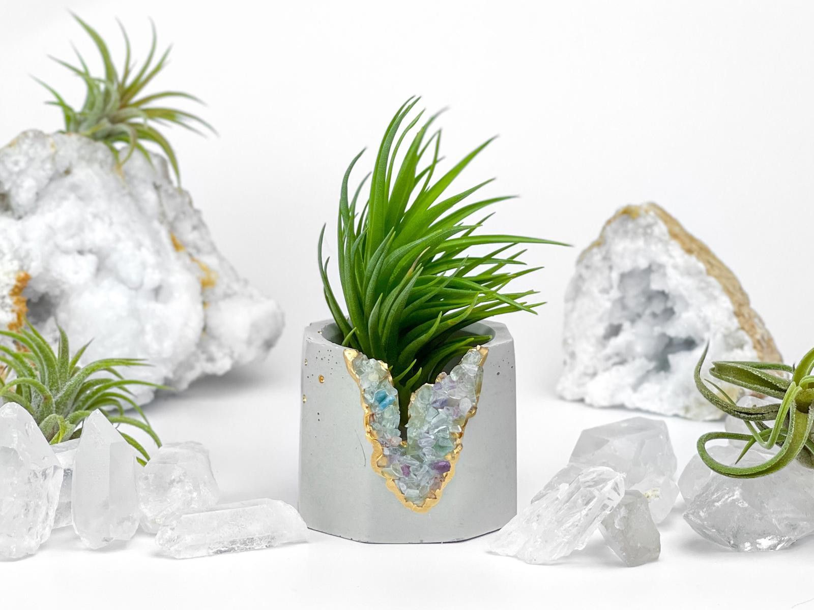 Other Succulent Pot Fluorite Crystal Planter Geode Air Plant holde Size ONE SIZE - 3 Thumbnail