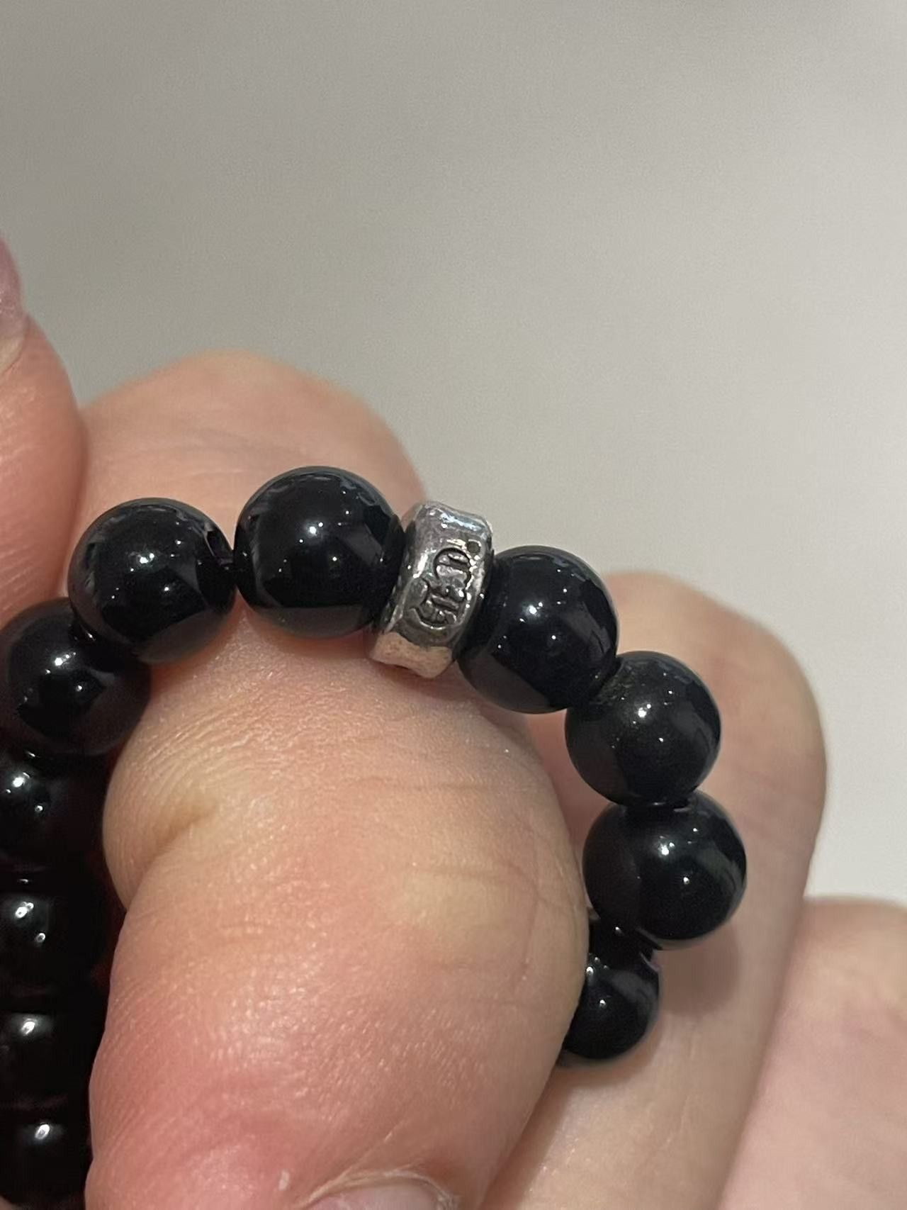 Chrome Hearts Chrome Hearts 6mm Obsidian Silver Tongue Beaded Bracelet Size ONE SIZE - 8 Thumbnail