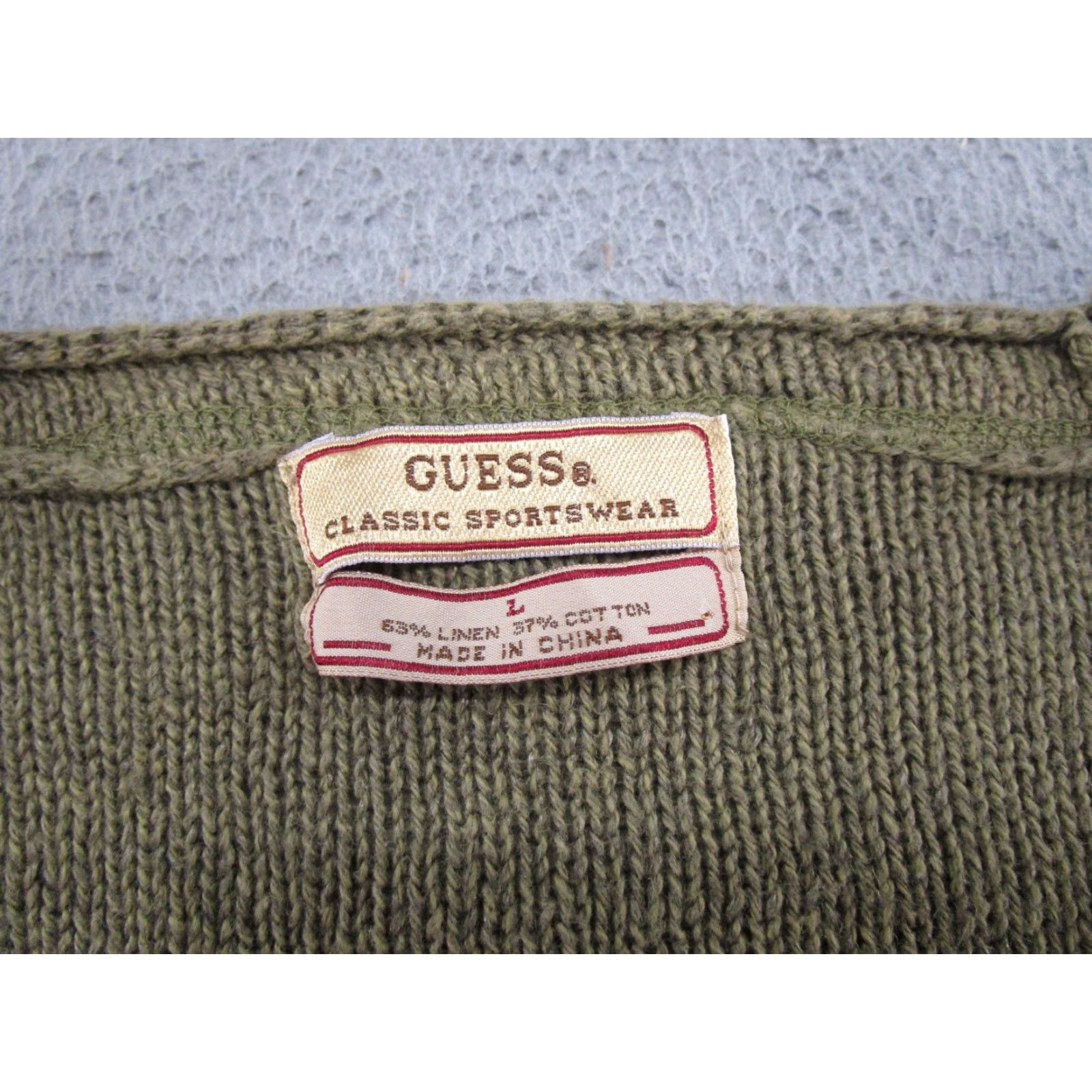 Guess VINTAGE GUESS Sweater Vest Shirt Men SZ L Green Linen Knit Style Preppy Logo 90s Winter Fall Spring Classic Sportswear Button Up Button-Up Size US L / EU 52-54 / 3 - 2 Thumbnail