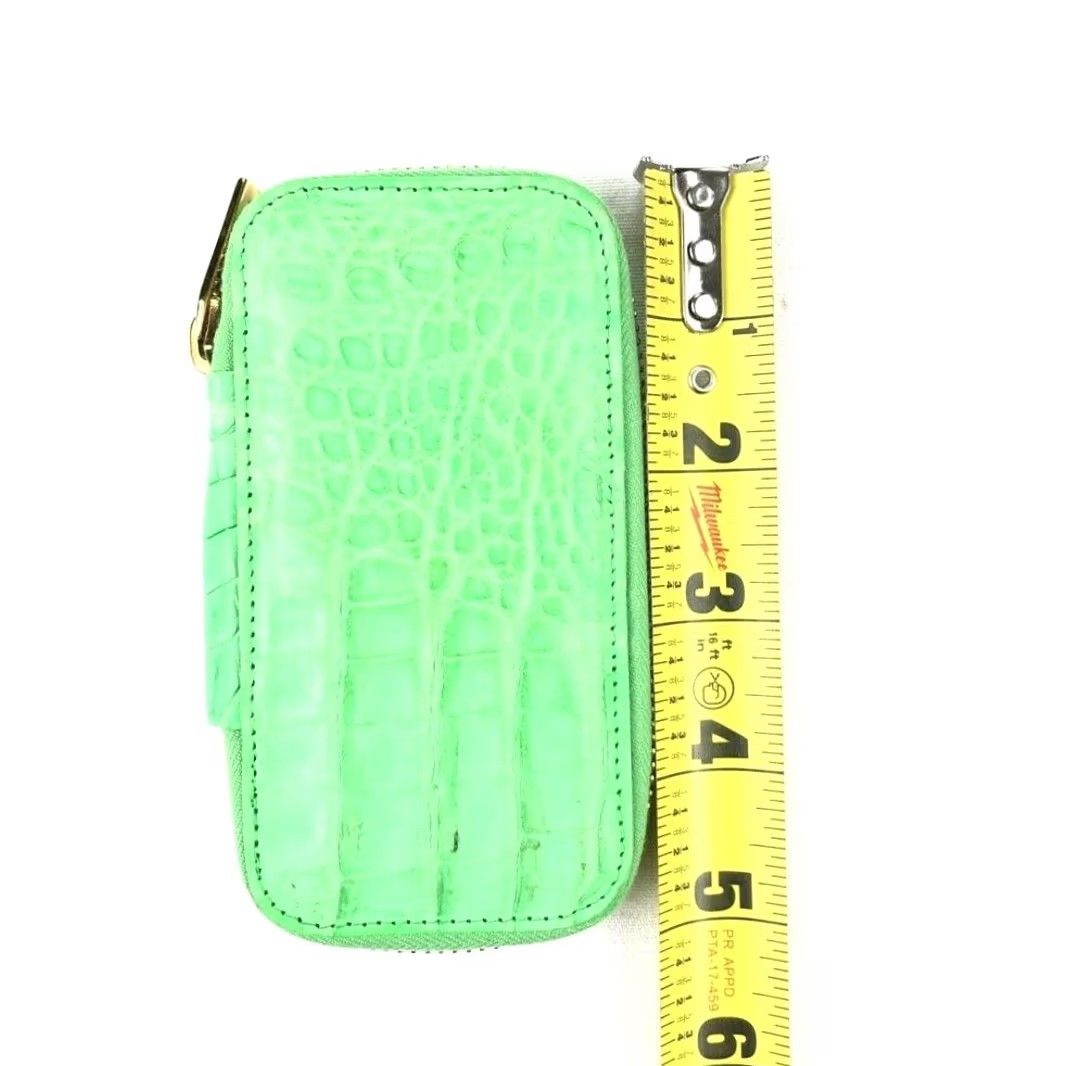 Versace VINTAGE Gianni Versace Keychain Wallet Crocodile Alligator Lime Green Mens Wallet Accessories Size ONE SIZE - 6 Thumbnail