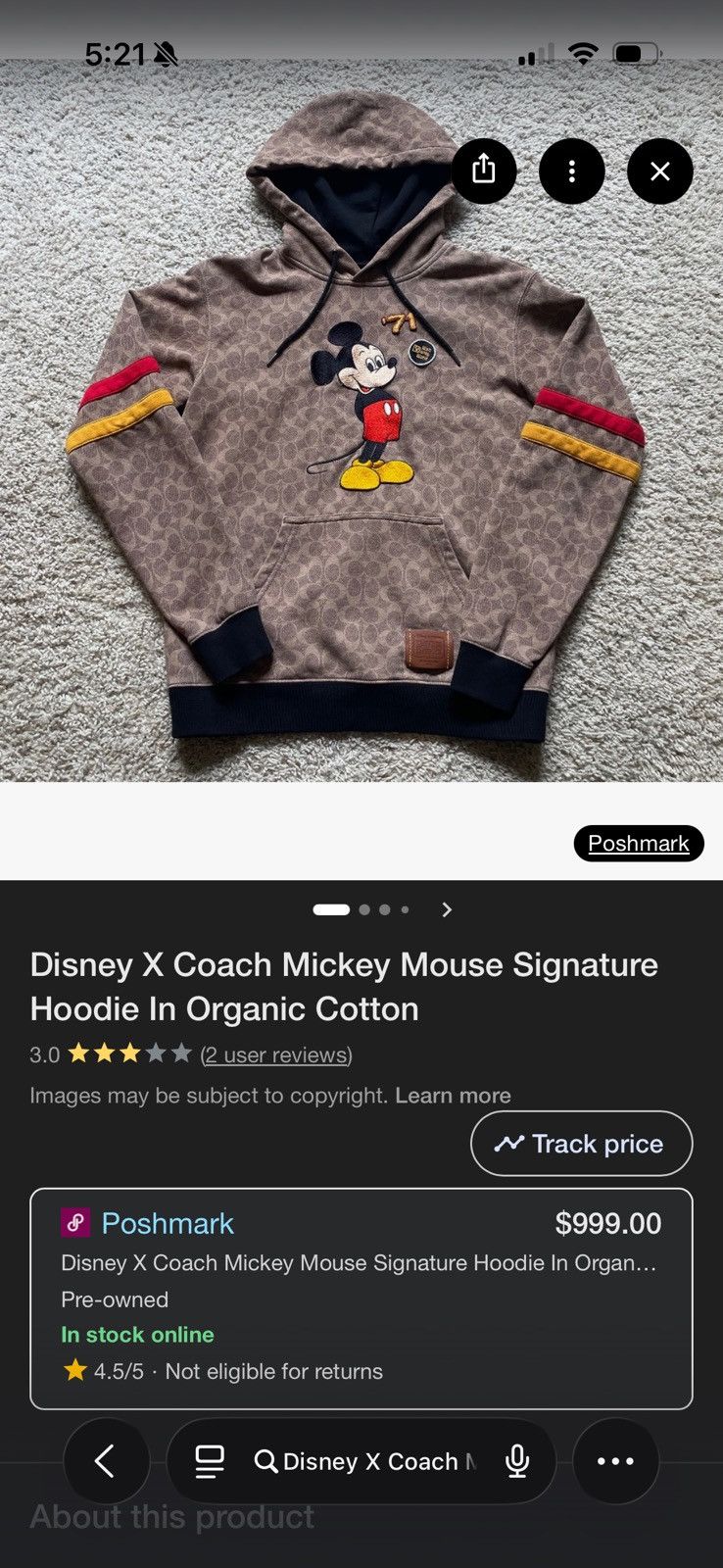 Coach × Disney Limited edition Mickey mouse sweater Size US S / EU 44-46 / 1 - 2 Thumbnail