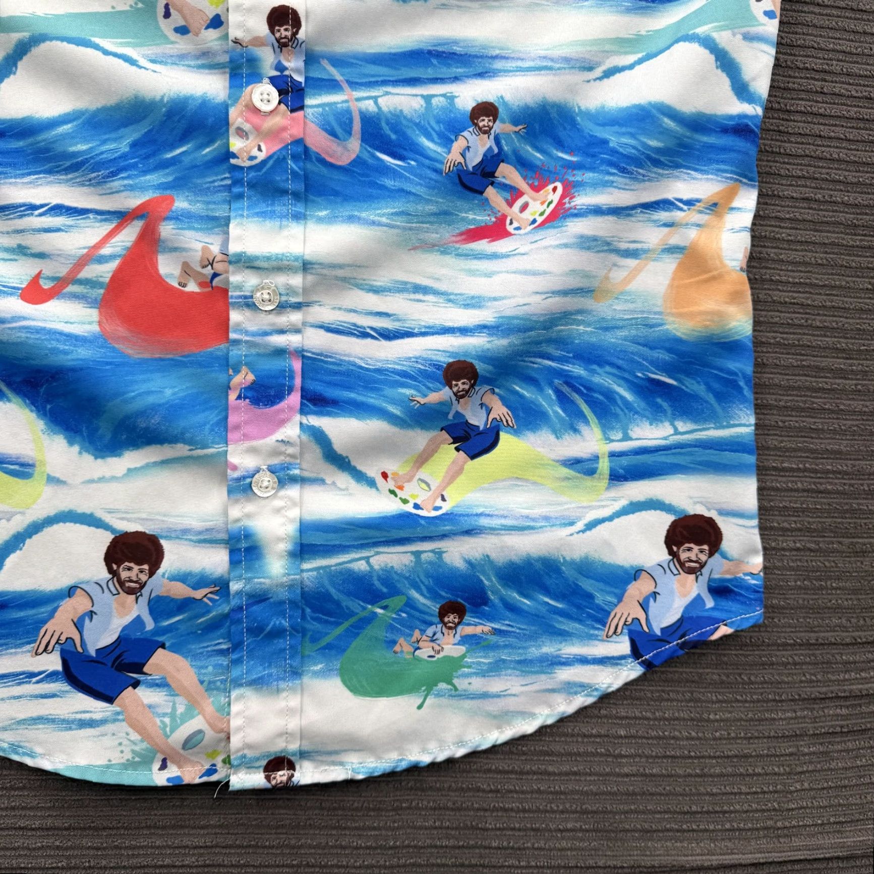 Vintage VINTAGE RSVLTS Bob Ross Shirt Mens S Blue Surfer Waves Button Up Art Print Casual Size US S / EU 44-46 / 1 - 7 Thumbnail