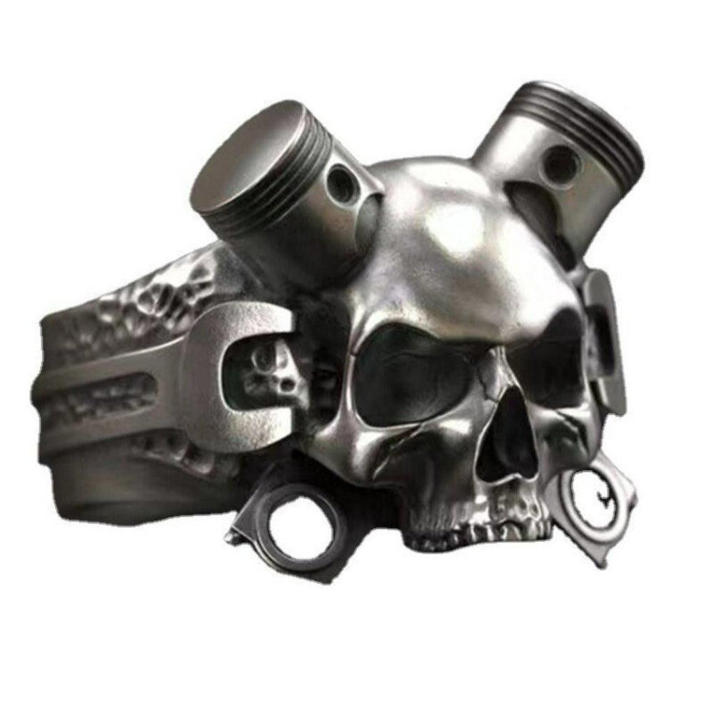 Designer Retro Steampunk Mechanical Wrench Skull Ring - Size 12 Size ONE SIZE - 9 Thumbnail