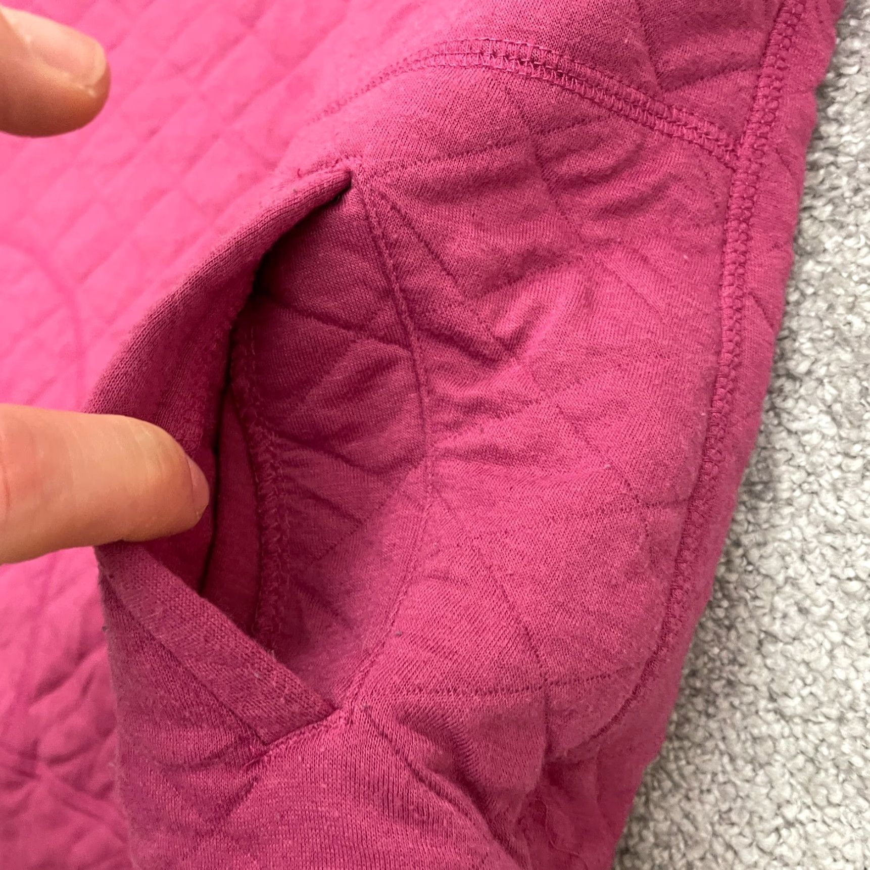 Vintage Modern Canvas Jacket Womens Medium Pink Quilted Mock 1/4 Snap Outdoor Pullover Size M / US 6-8 / IT 42-44 - 4 Thumbnail