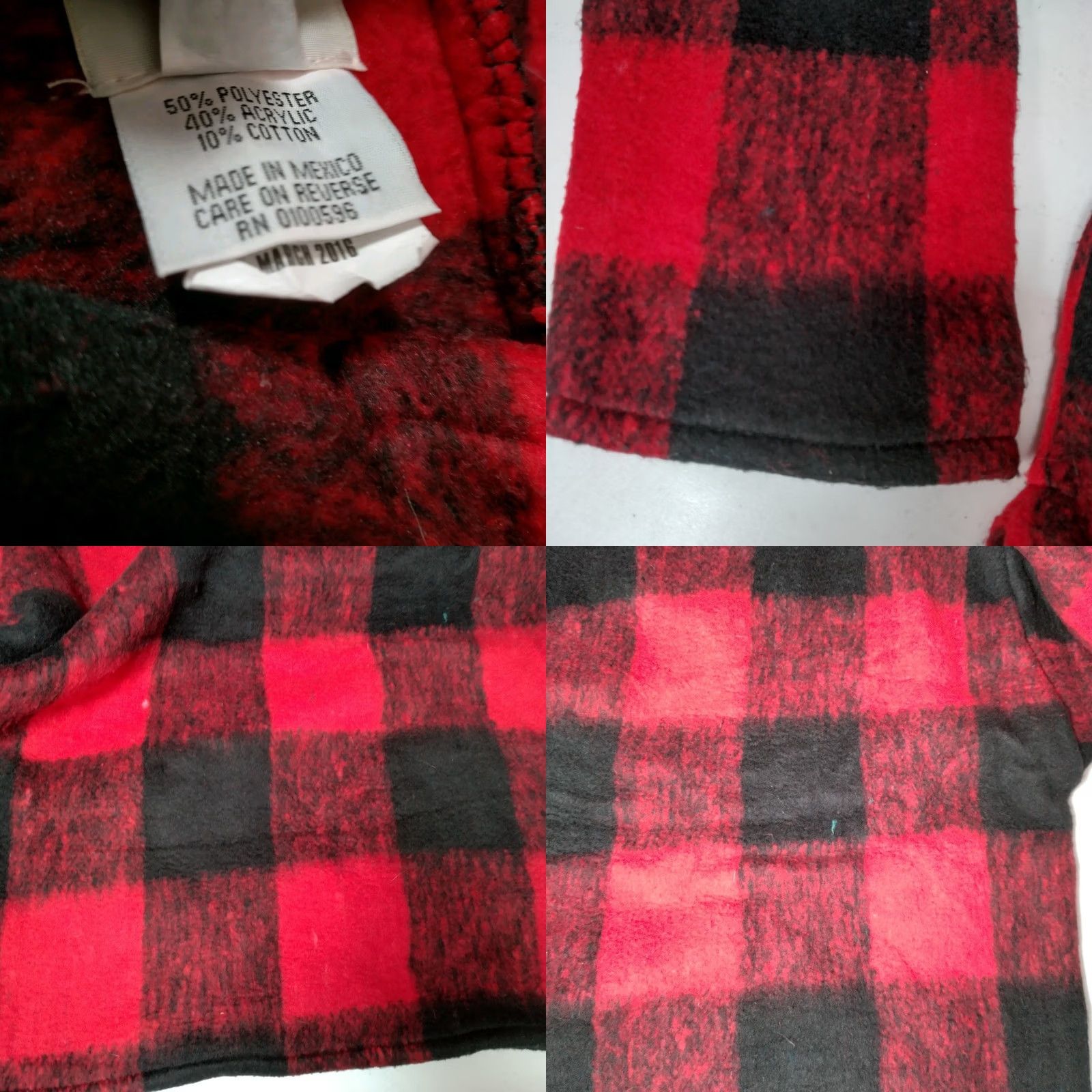 Vintage Earth Ragz Smoky Mountains Jacket M Buffalo Plaid Red Black Fleece Hoodie Womens Size M / US 6-8 / IT 42-44 - 8 Thumbnail
