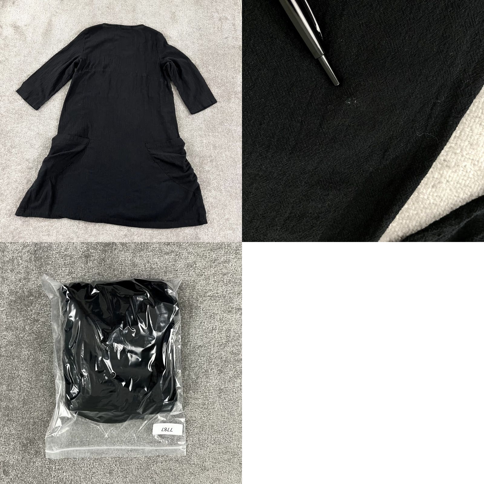 Vintage LULU-B Dress Womens Large Black Gauze 36" Lagenlook Pockets Beachy 3/4 Sleeve Size L / US 10 / IT 46 - 8 Thumbnail
