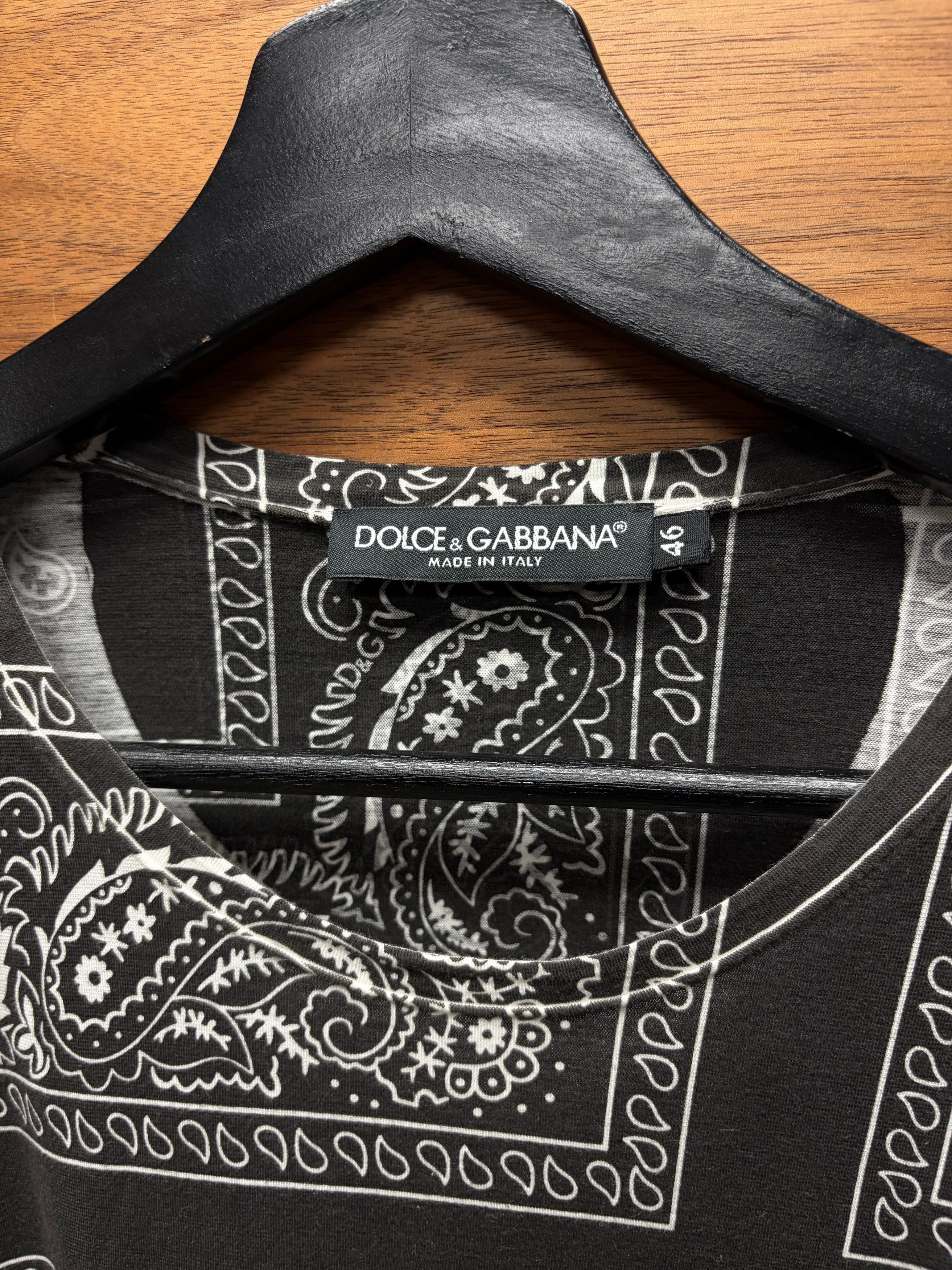 Dolce & Gabbana Dolce & Gabanna Mainline Paisley Bandanna Black/White Cotton T-Shirt Size US M / EU 48-50 / 2 - 2 Thumbnail