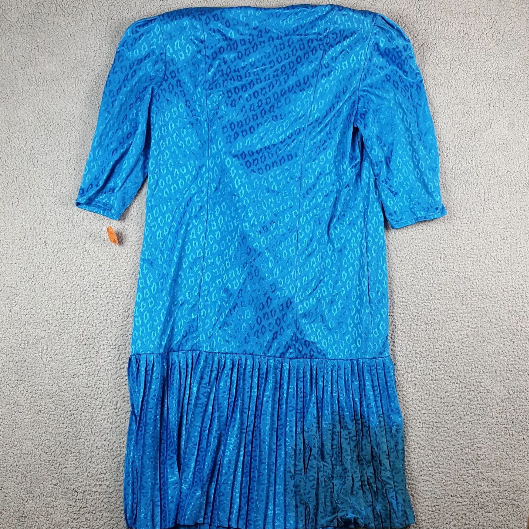 Vintage VINTAGE Vintage 80s Cocktail Art Deco Maxi Women's Size 18 Drop Waist Satin 70s Dress Blue Polyester Marla R Ltd Dress Size XXL / US 16-18 / IT 52-54 - 7 Thumbnail