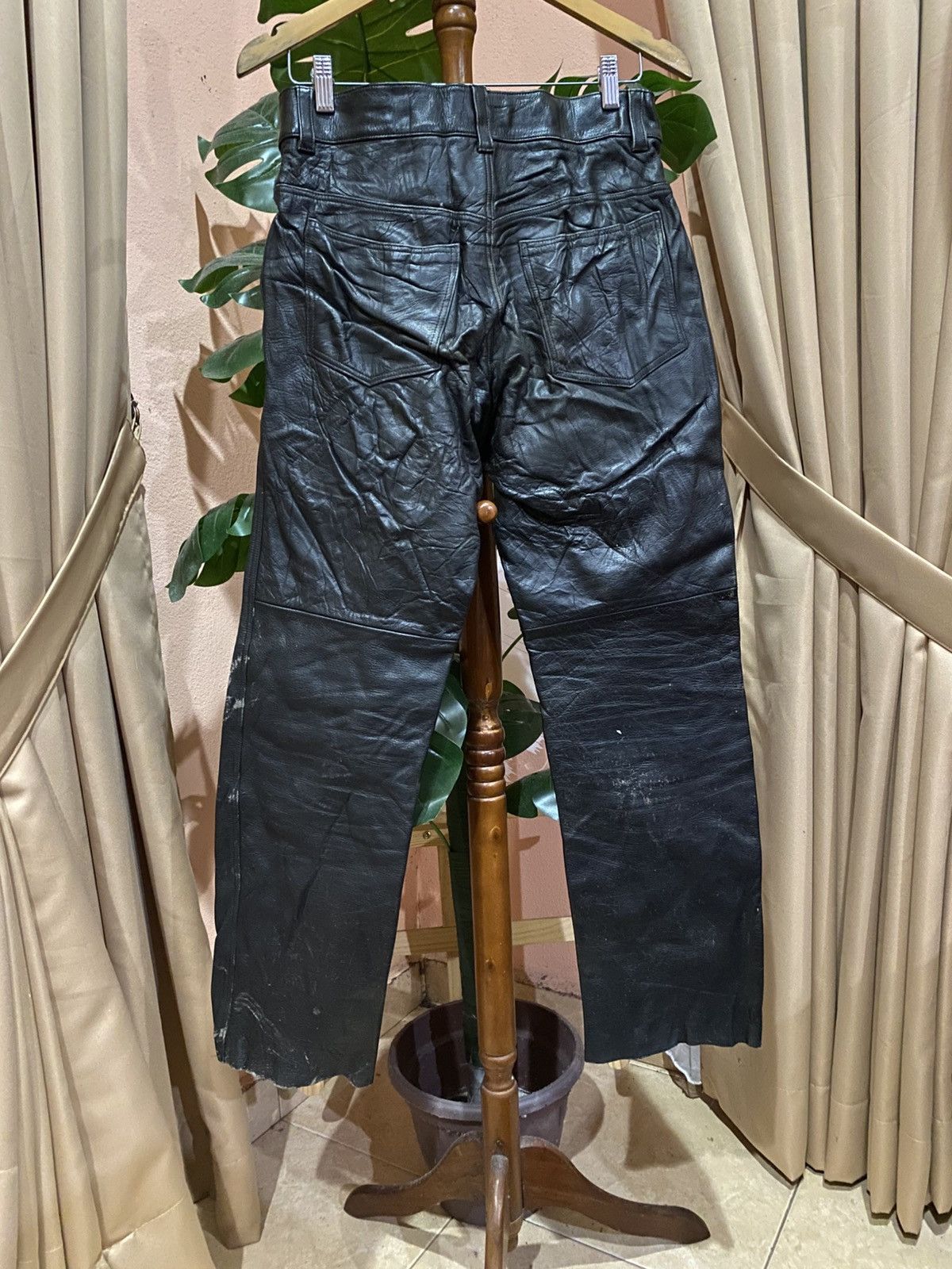 Genuine Leather Vintage NAVY RIDER Black Leather Biker Pant Genuine Leather Size US 29 - 10 Thumbnail