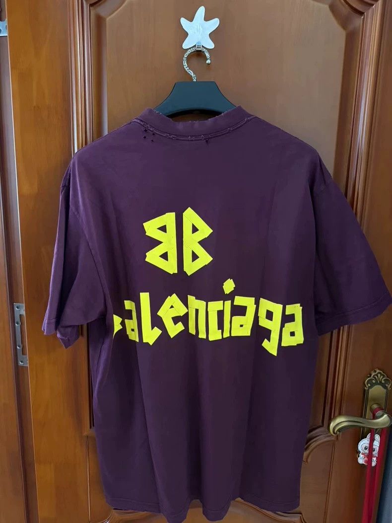 Balenciaga Balenciaga Burgundy Tape Short Sleeve Size US S / EU 44-46 / 1 - 2 Thumbnail