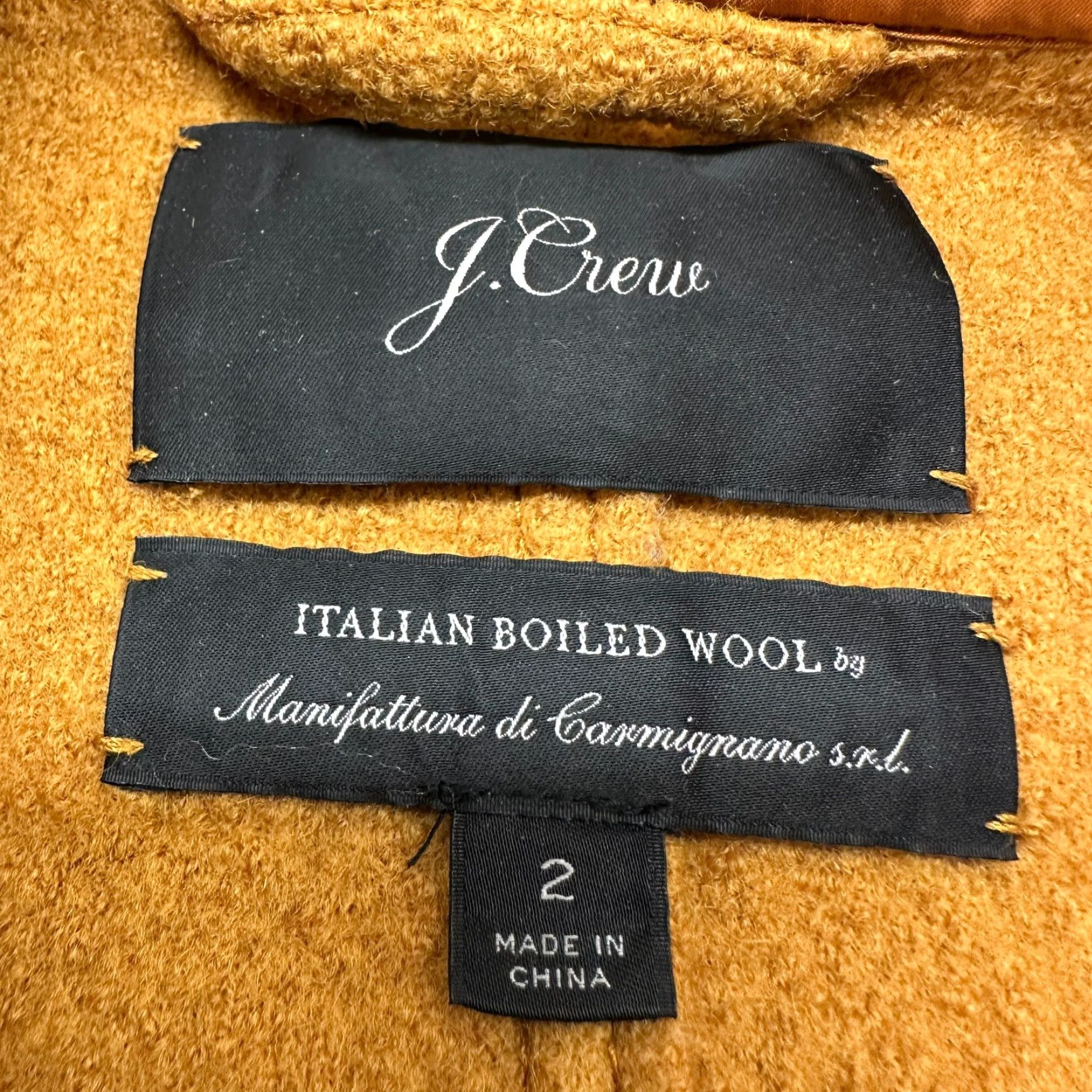 J.Crew VINTAGE J.CREW Coat Womens 2 Yellow Long Boiled Wool Double Breasted Solid Overcoat 90s Paris Wool Blend Lined Pockets Dry Clean Only Mens? Size XS / US 0-2 / IT 36-38 - 5 Thumbnail