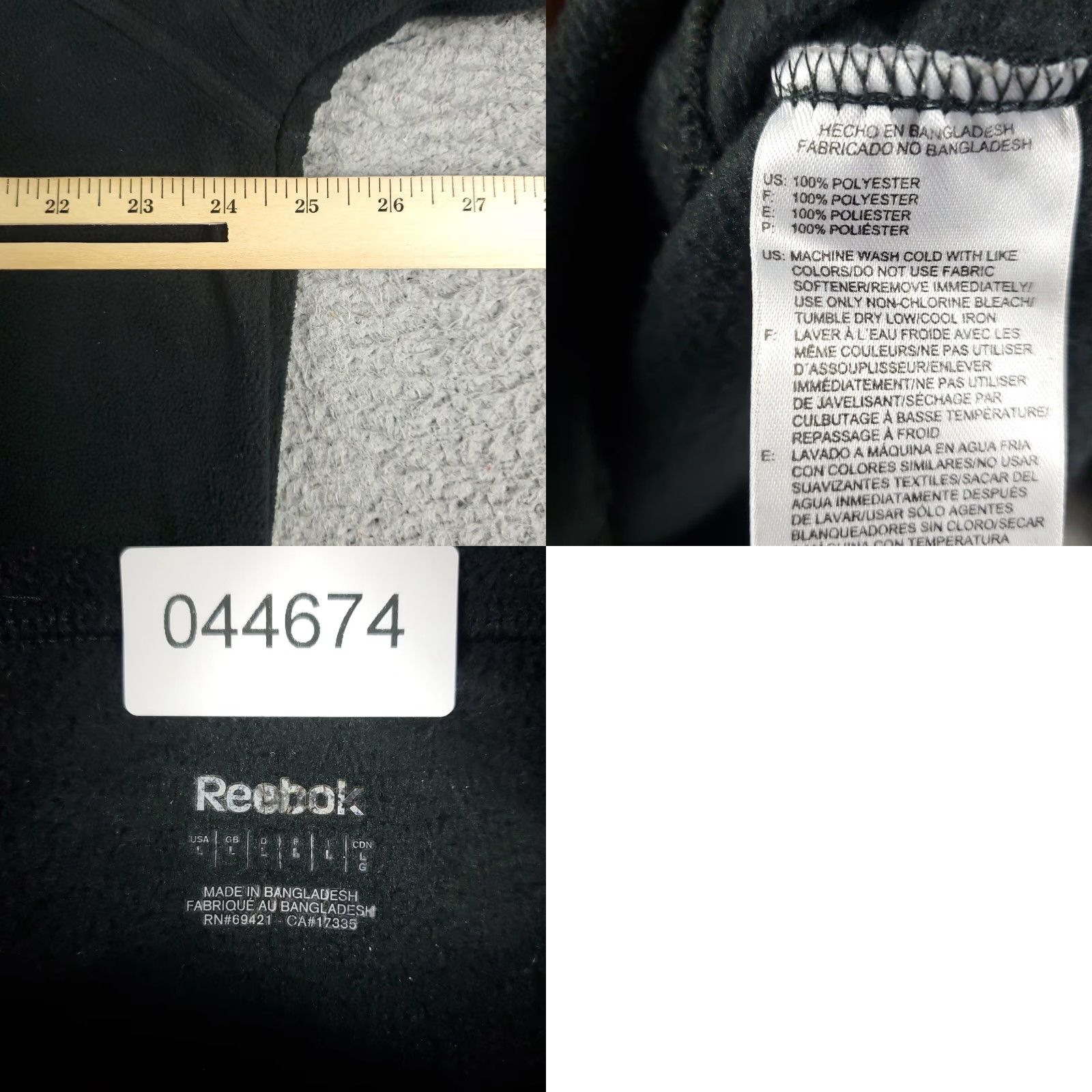 Reebok Reebok Full Zip Sweater Mens Large Black Fleece Outdoor Sweatshirt Size US L / EU 52-54 / 3 - 8 Thumbnail