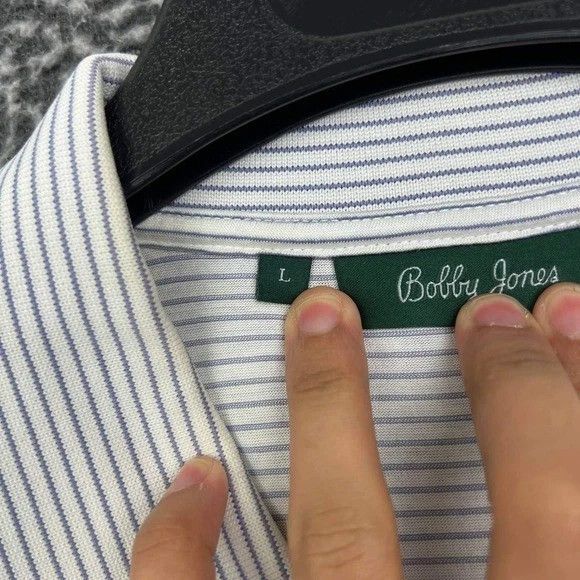 Bobby Jones Bobby Jones Golf Polo Shirt Men Large White Striped Cotton Size US L / EU 52-54 / 3 - 2 Thumbnail