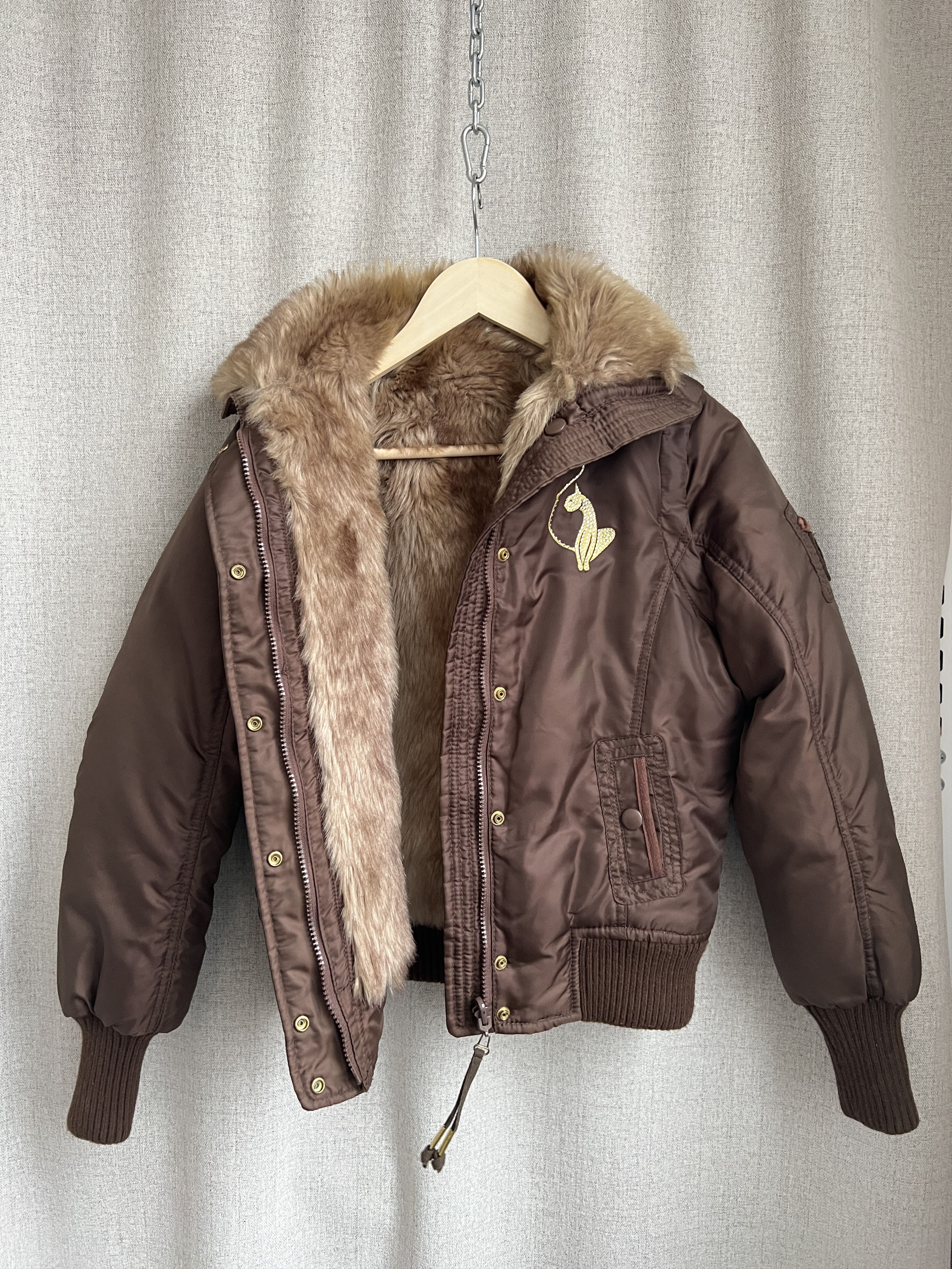 Hysteric Glamour Y2K Style Baby Phat Faux Fur Short Bomber Down Jacket Size S / US 4 / IT 40 - 5 Thumbnail
