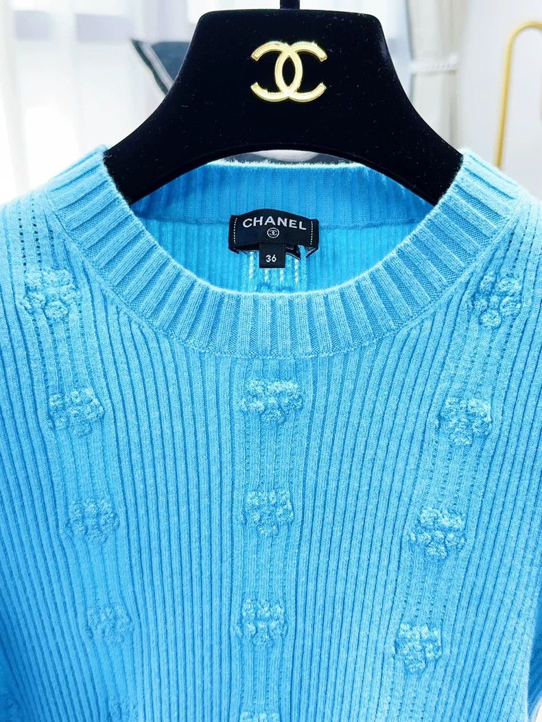 Chanel Chanel 25C blue peacock blue belt knit sweater Size XS / US 0-2 / IT 36-38 - 5 Thumbnail