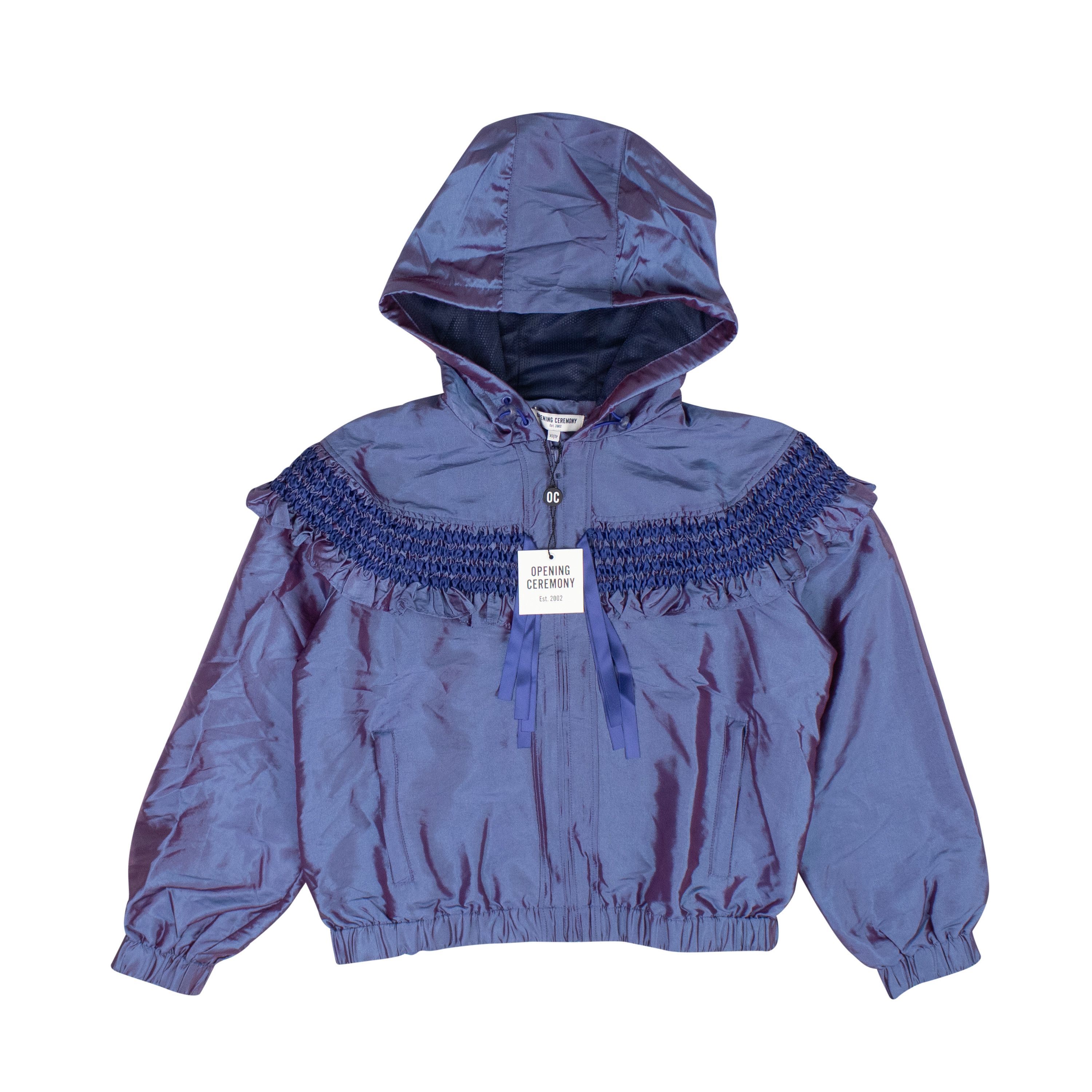 image of Opening Ceremony Directoire Blue Smocked Nylon Windbreaker Size Xs, Women's