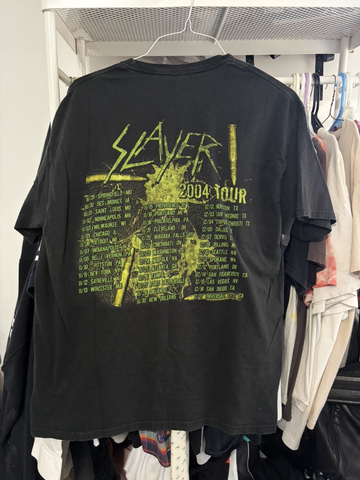 Band Tees Slayer 2004 Tour Gas Mask Tee Size US L / EU 52-54 / 3 - 4 Thumbnail