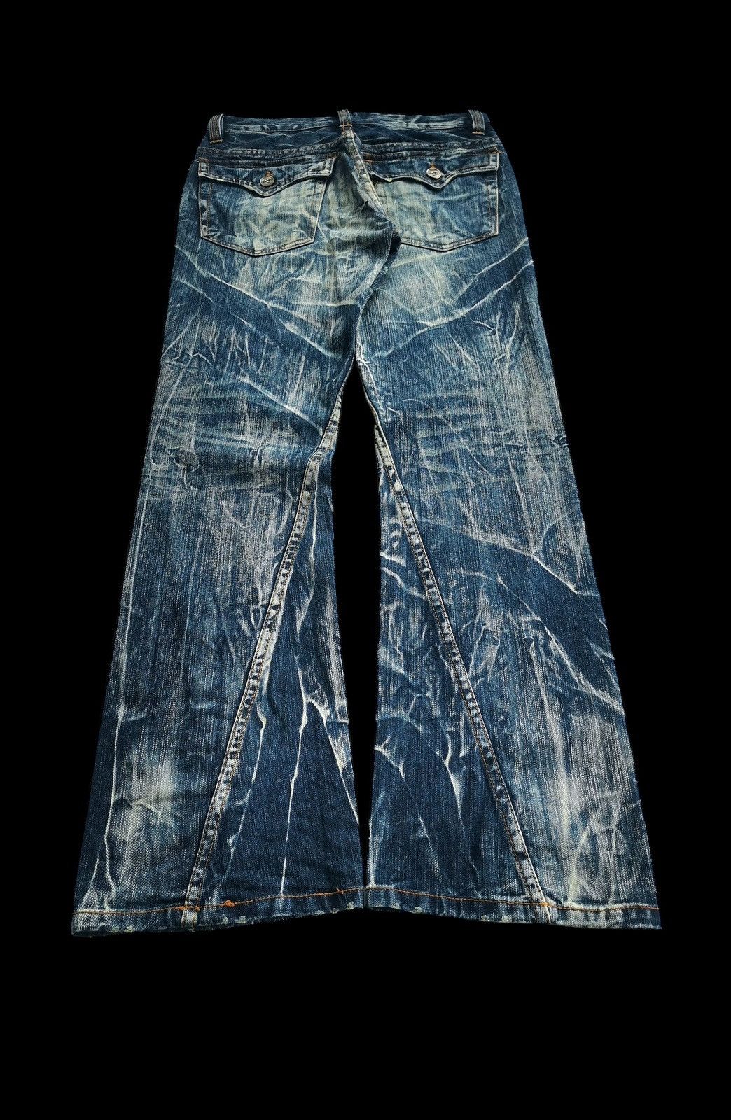 Le Grande Bleu (L.G.B.) Vintage Nylaus Discharge Lightning Thunder Flare Jeans Size US 31 - 9 Thumbnail