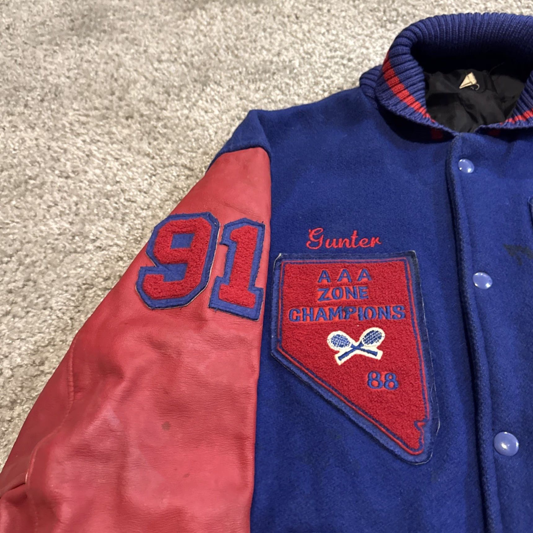 Vintage VINTAGE 1988 Arizona Tennis Champions Letterman Varsity Jacket XL Red Blue “R” Men Size US XL / EU 56 / 4 - 5 Thumbnail