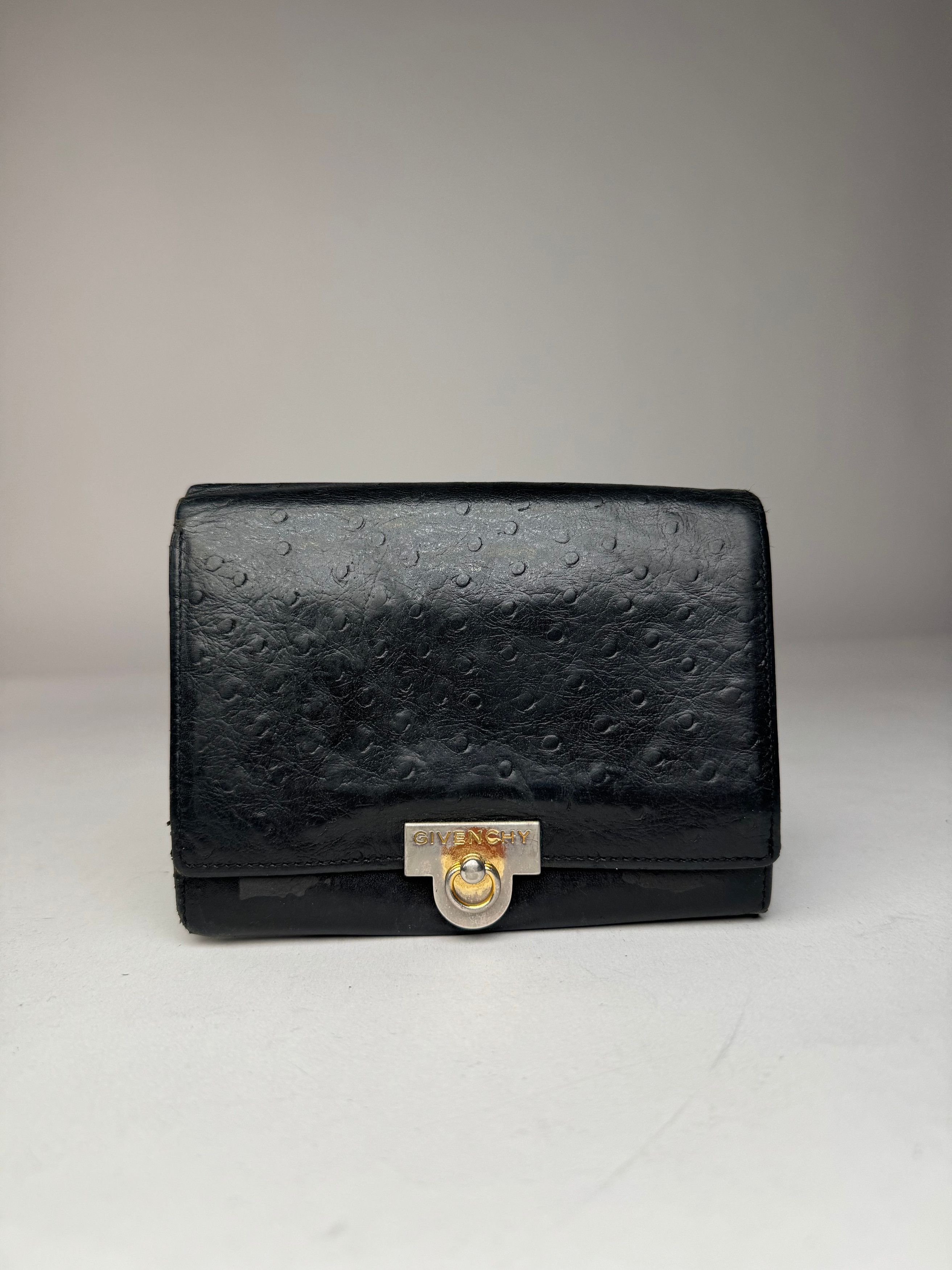 Givenchy Vintage Ostrich Leather Wallet Black Size ONE SIZE - 1 Thumbnail