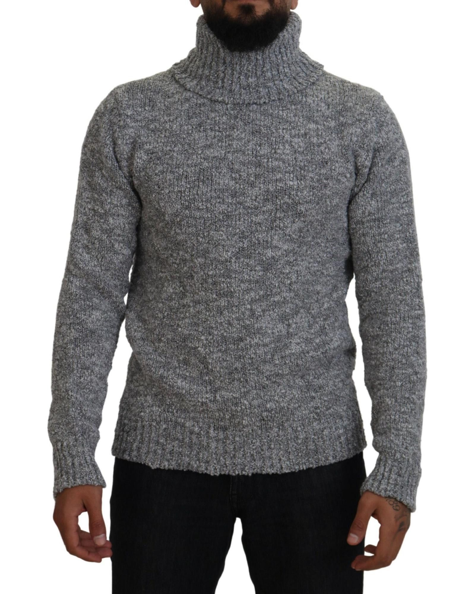 image of Dolce Gabbana Wool Knit Turtleneck Sweater in Grey, Men's (Size XS)