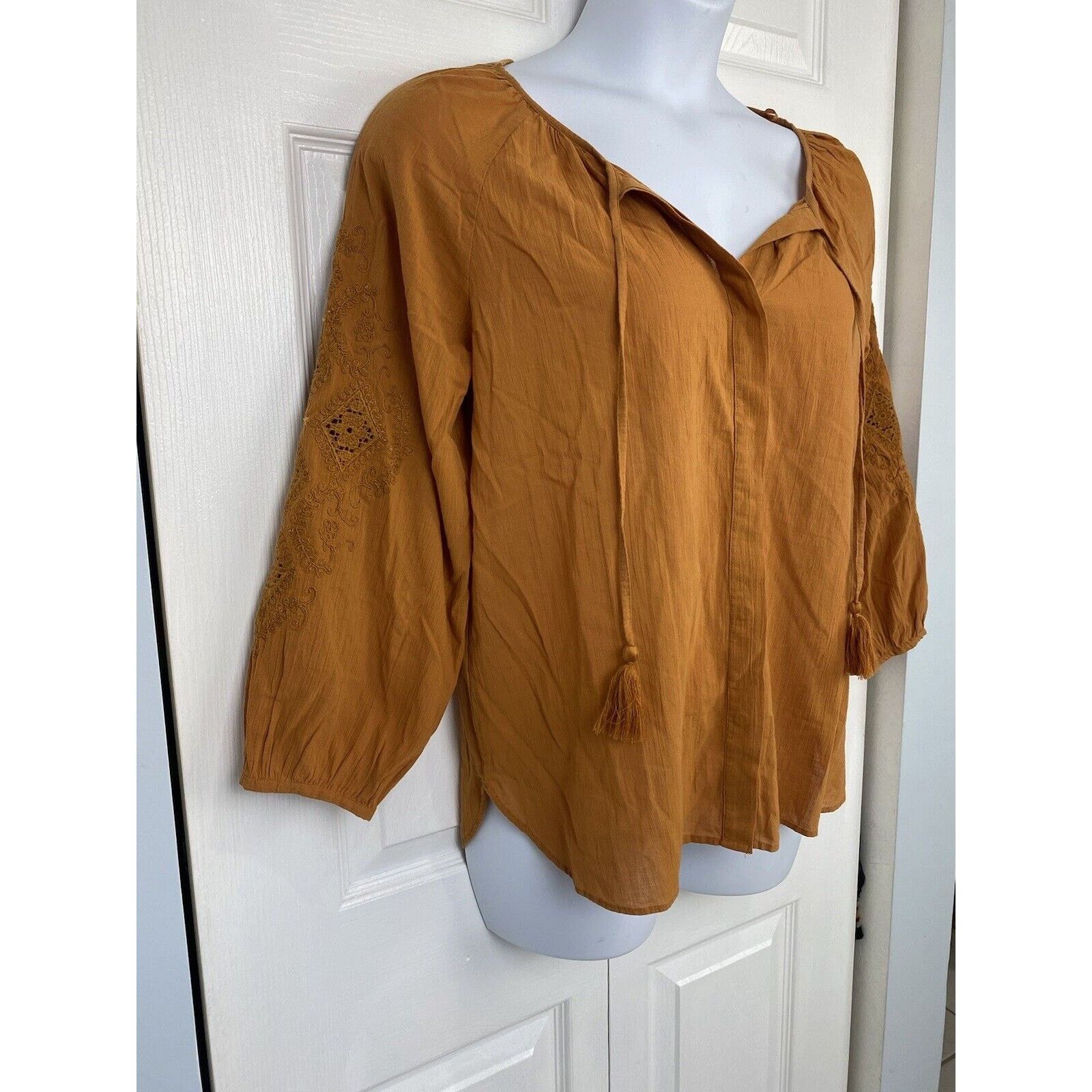 Massimo Dutti NWT Massimo Dutti Orange Rust Button Shirt Blouse Linen Size M / US 6-8 / IT 42-44 - 3 Thumbnail