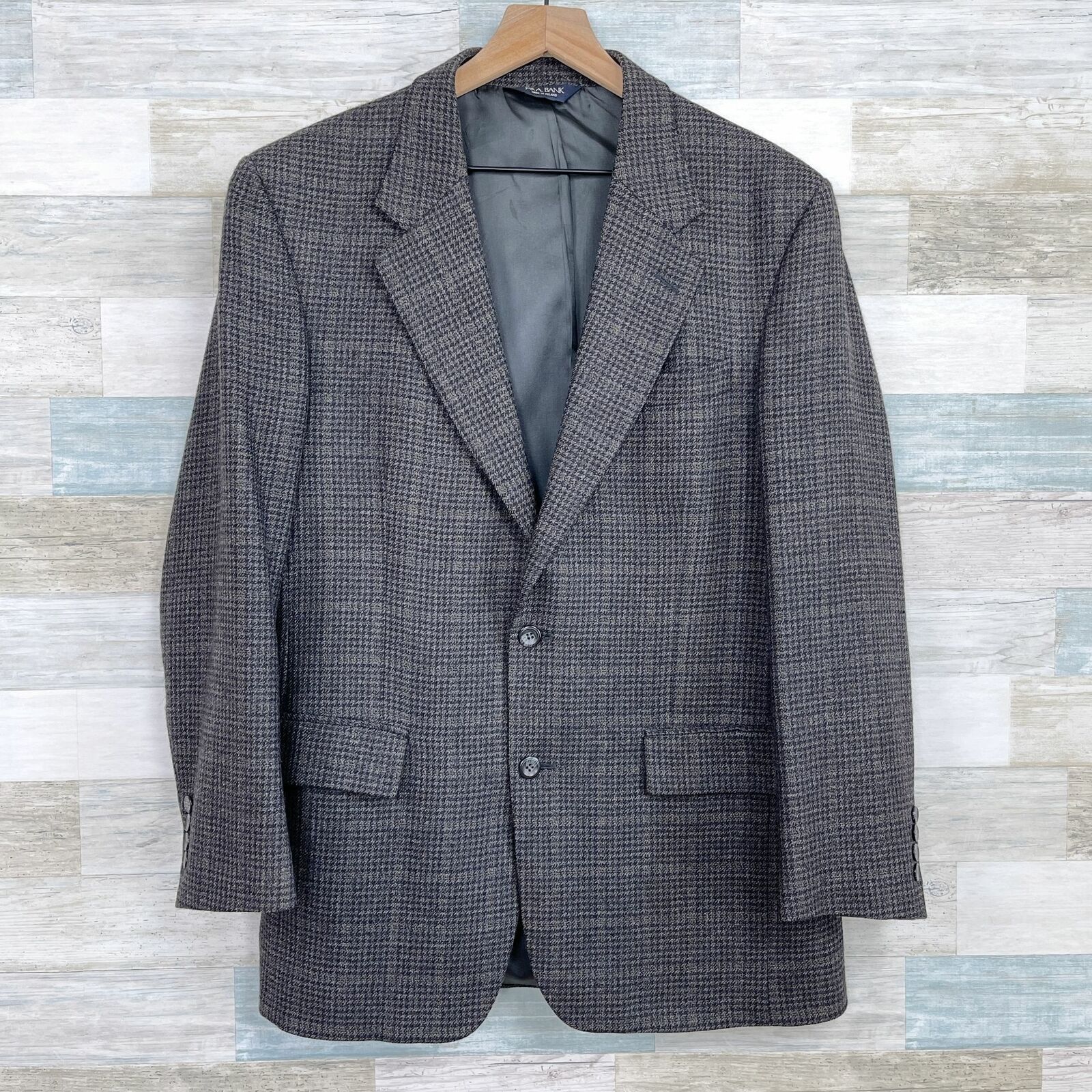 Other Jos A Bank Wool Tweed Sport Coat Gray Glen Check Mens 39R Size 38R - 1 Thumbnail