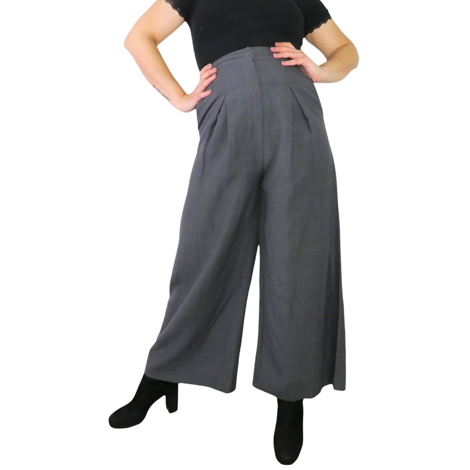 Anthropologie Anthro Six Crisp Days Gray High Rise Wide Leg Pants Small Size 27" / US 4 / IT 40 - 1 Thumbnail