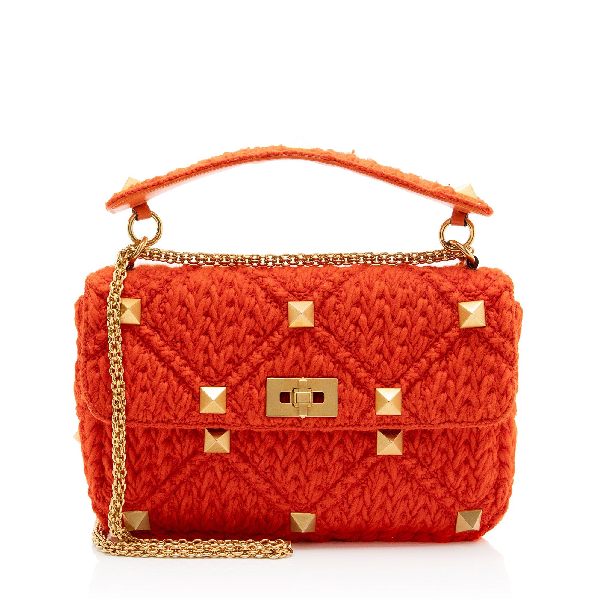 Valentino Valentino Cashmere Knit Roman Stud Medium Shoulder Bag Size ONE SIZE - 1 Thumbnail
