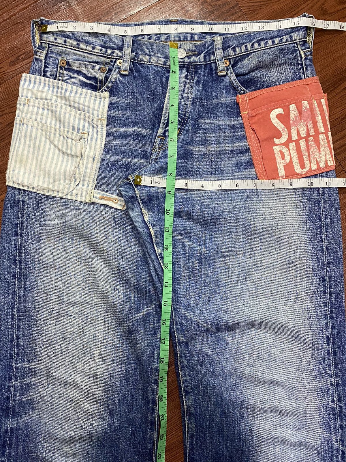 Vintage Vtg Japanese Denim Dungaree Selvedge Faded Wash Loose Jeans Size US 31 - 22 Thumbnail
