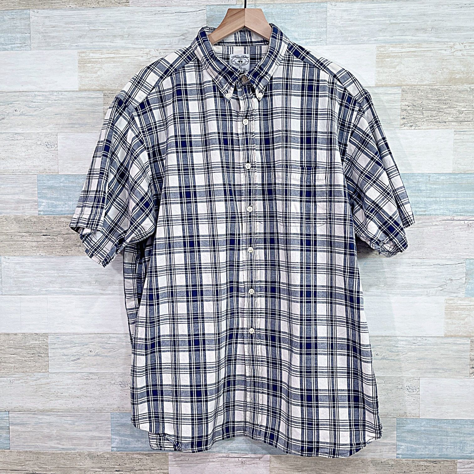 Brooks Brothers Brooks Brothers Cotton Sport Shirt Blue White Plaid Mens XL Size US XL / EU 56 / 4 - 1 Thumbnail