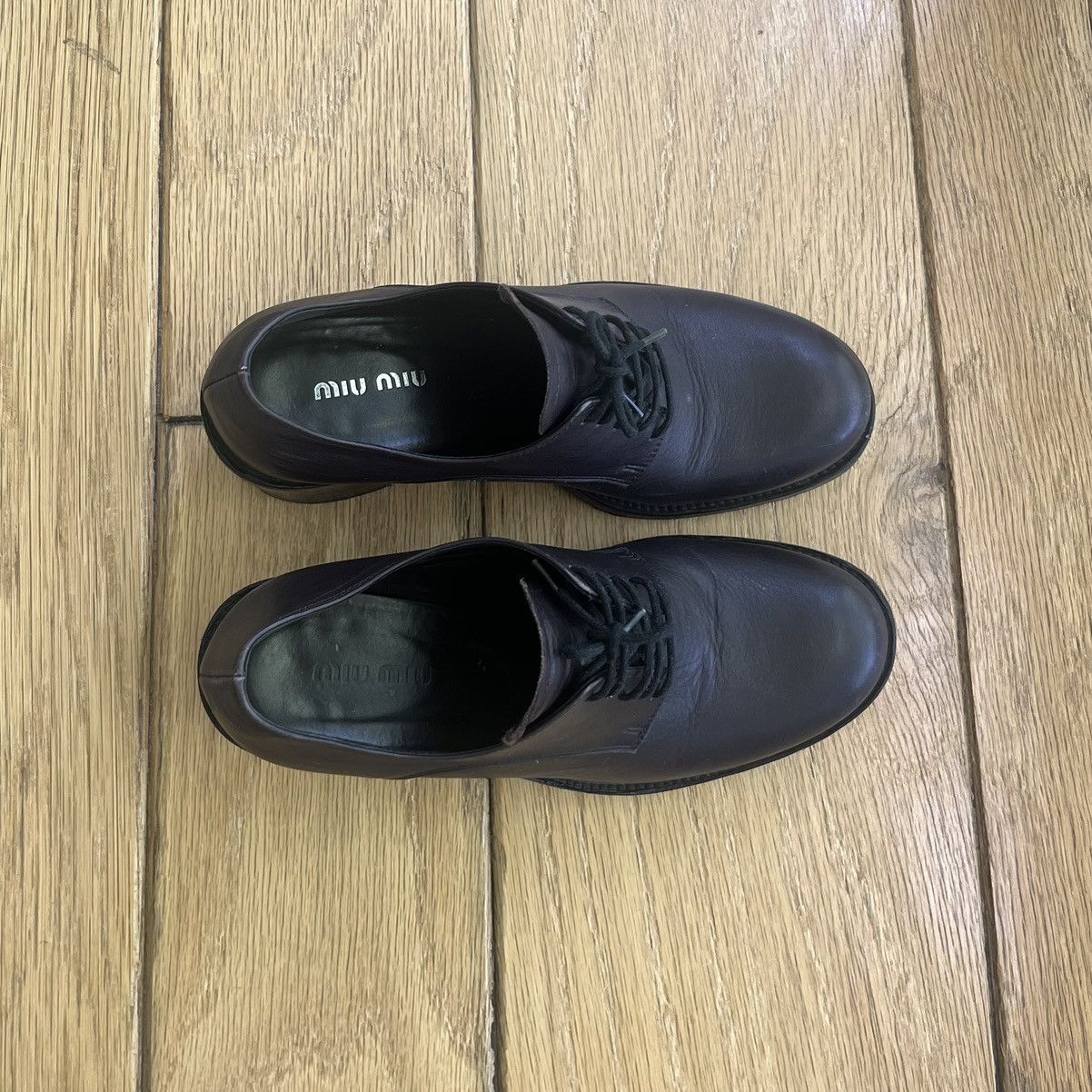Miu Miu Miu Miu Leather Platform Oxford Heels Size US 5.5 / IT 35.5 - 2 Thumbnail