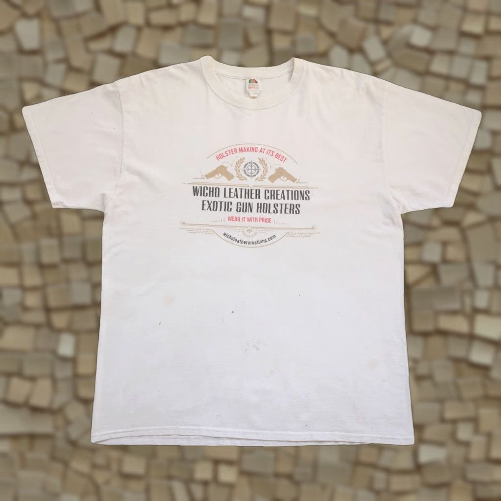 Fruit Of The Loom VINTAGE FRUIT OF THE LOOM VTG Y2K RETRO GUN HOLSTER GRAPHIC WHITE COTTON T SHIRT SZ XL Size US XL / EU 56 / 4 - 1 Thumbnail