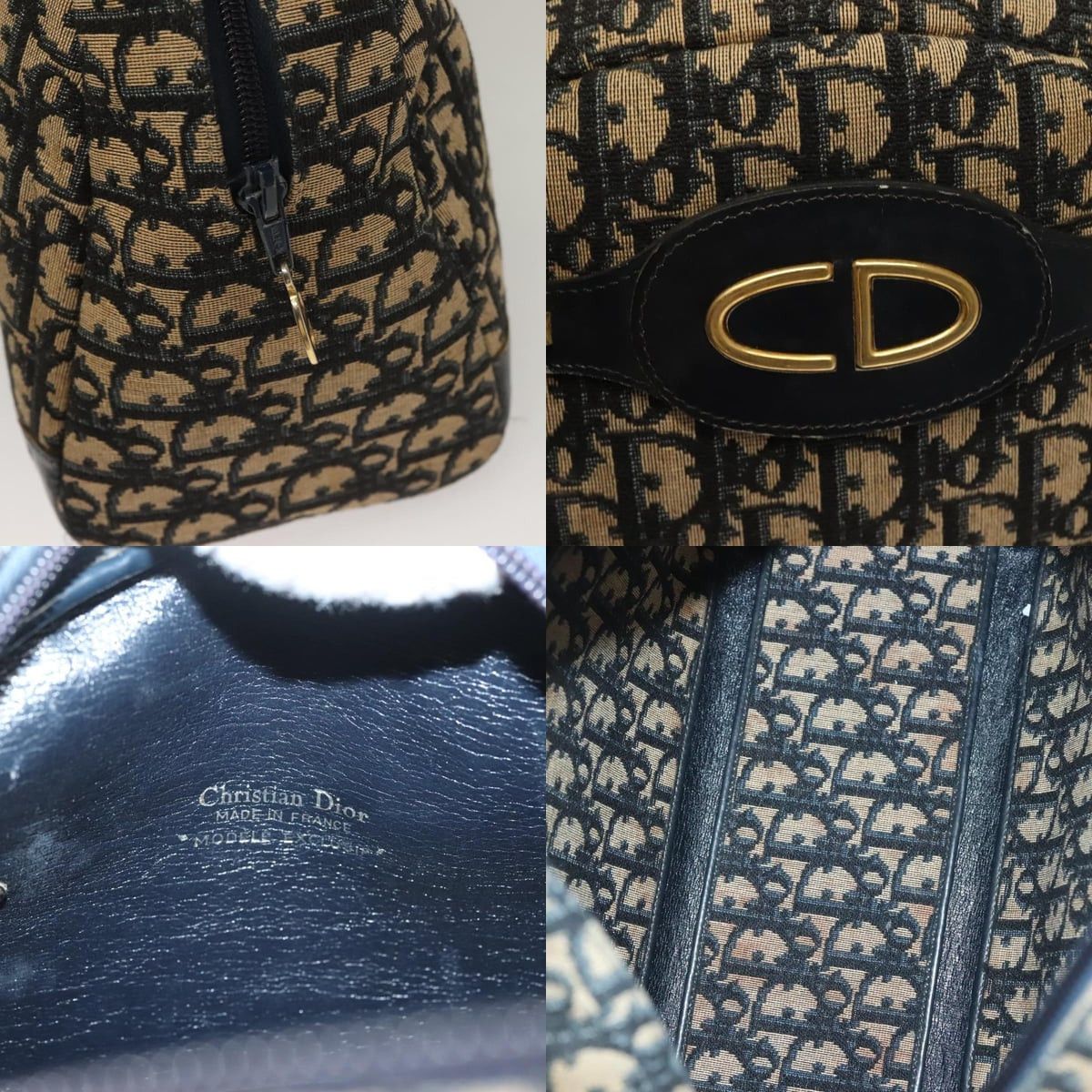 Dior DIOR Trotter Canvas Hand Bag Navy Gold Size ONE SIZE - 11 Thumbnail