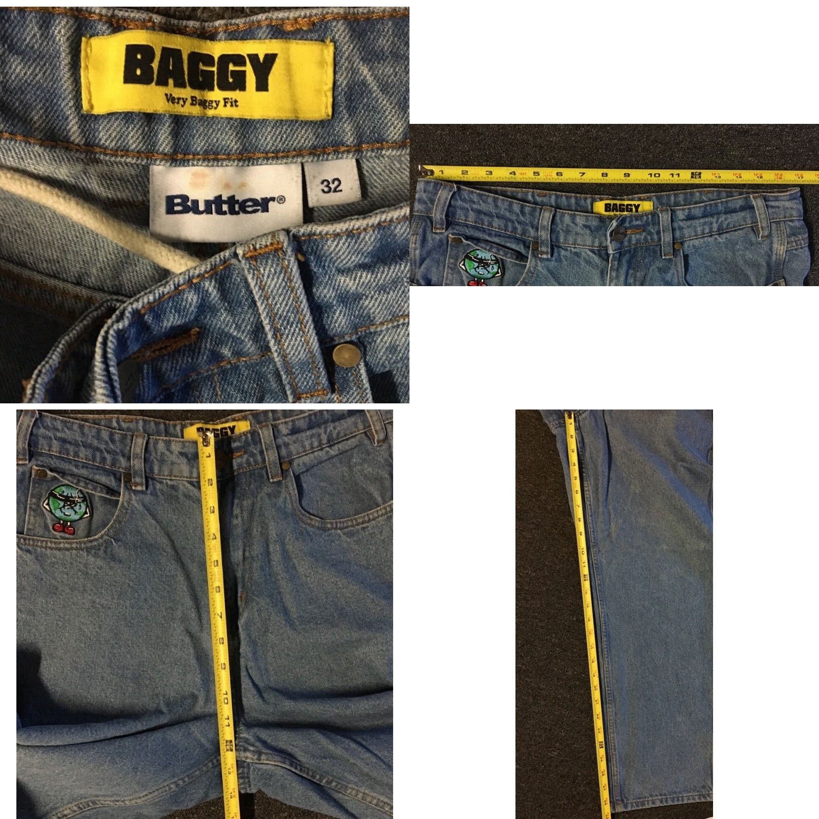 Butter Goods Butter Goods Faded Baggy Jeans 32 Blue Denim Wide Leg Men Regular 80s 90s Grunge Y2K Distressed Jeans Size US 32 / EU 48 - 9 Thumbnail