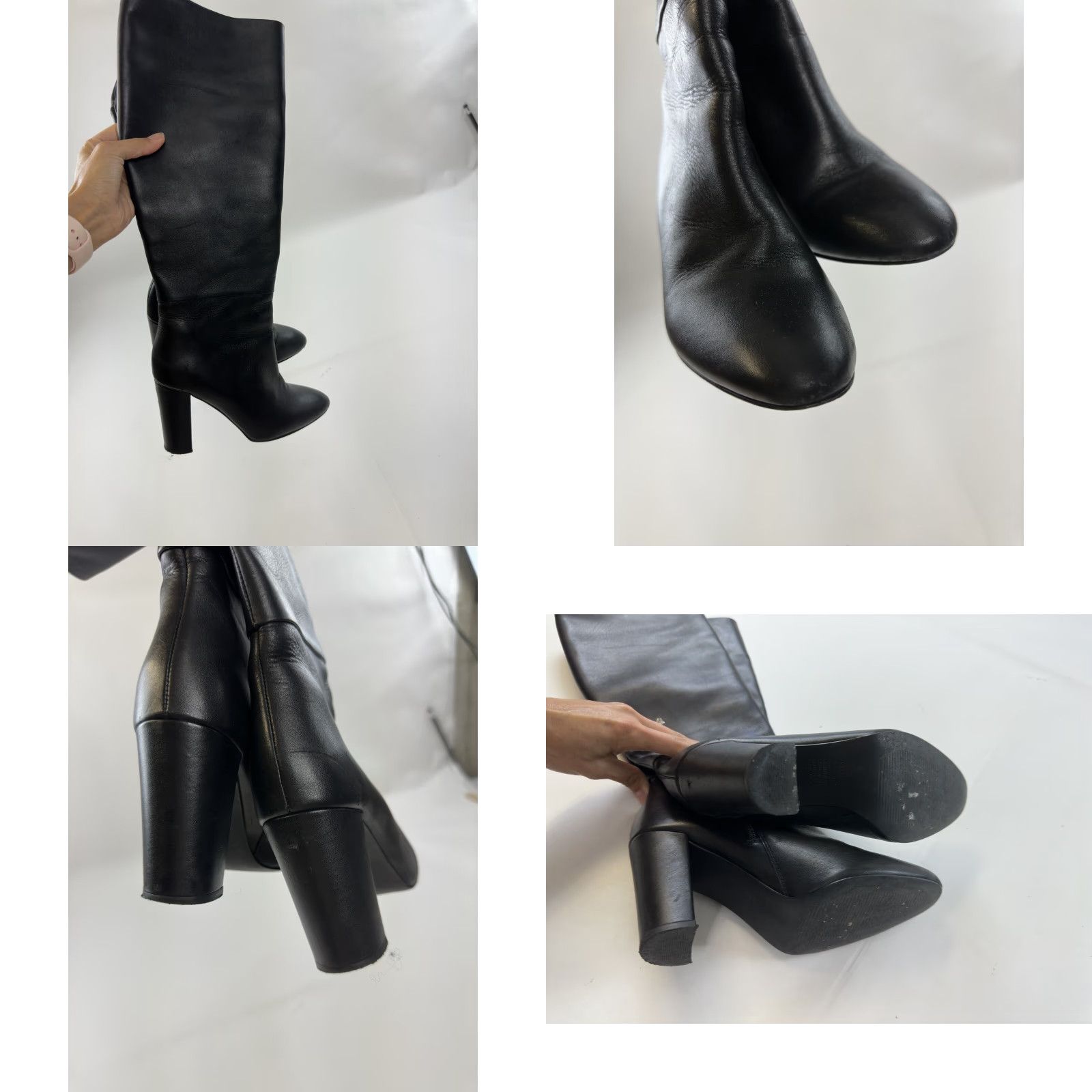 Vintage Witchery Knee High Boots Women’s 38 Black Leather Riding Boot Buckle Zip Adjustable Strap Block Heel Womens Size US 8 / IT 38 - 8 Thumbnail