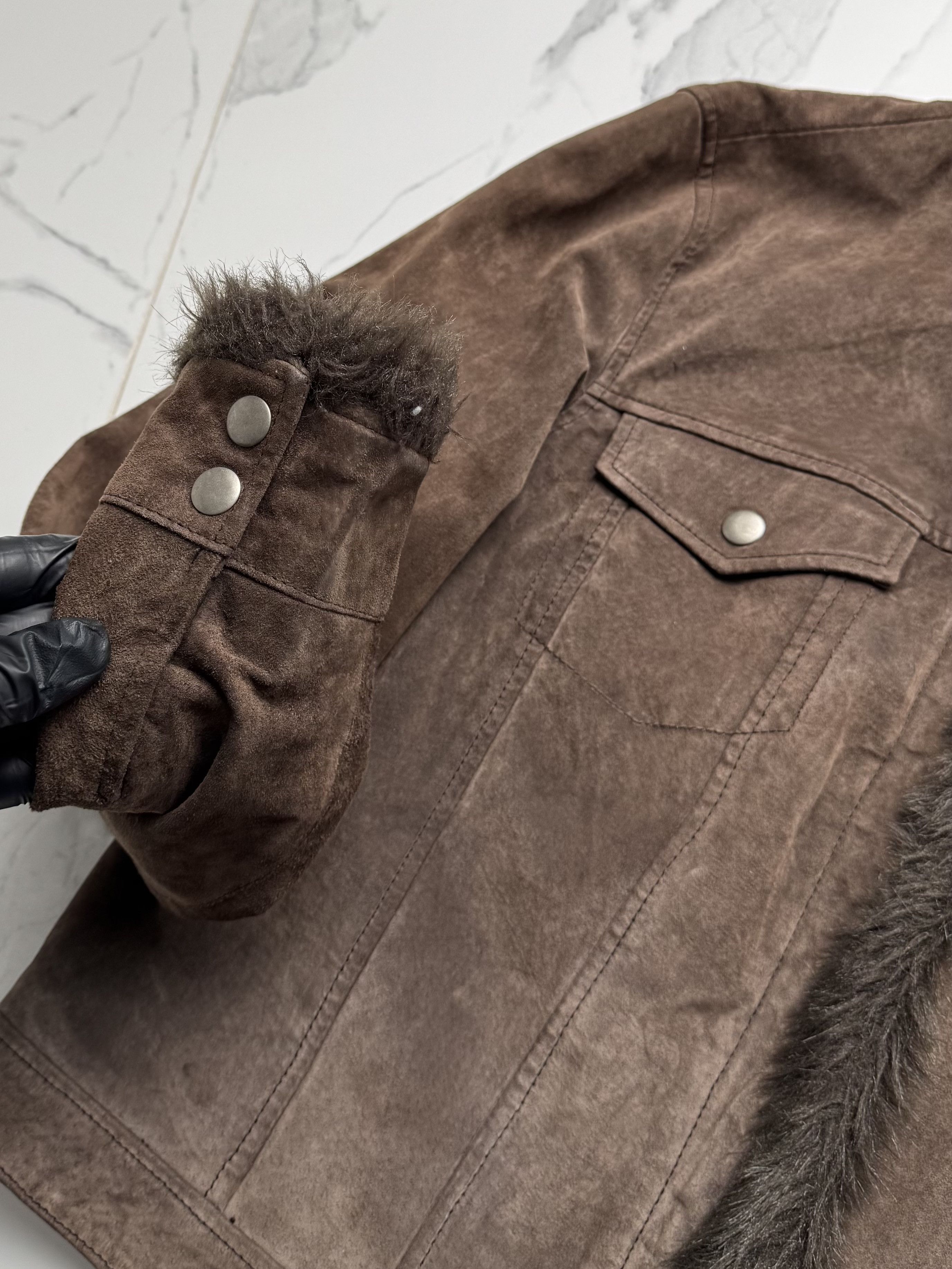 Japanese Brand Y2K Brown Suede Jacket Womens Faux Fur Trim Short Coat Y2K Size M / US 6-8 / IT 42-44 - 6 Thumbnail