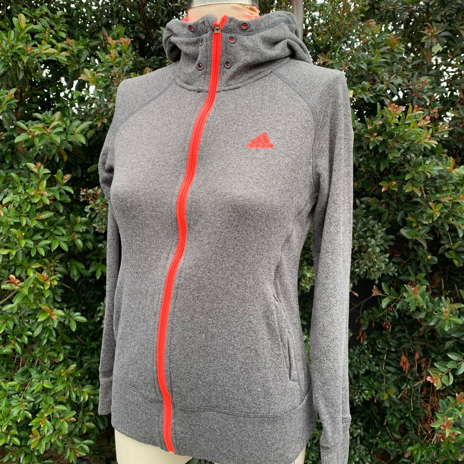 Adidas Adidas Climawarm Ultimate Hooded Zip-Up Gray Orange Full Zip Size S / US 4 / IT 40 - 2 Thumbnail
