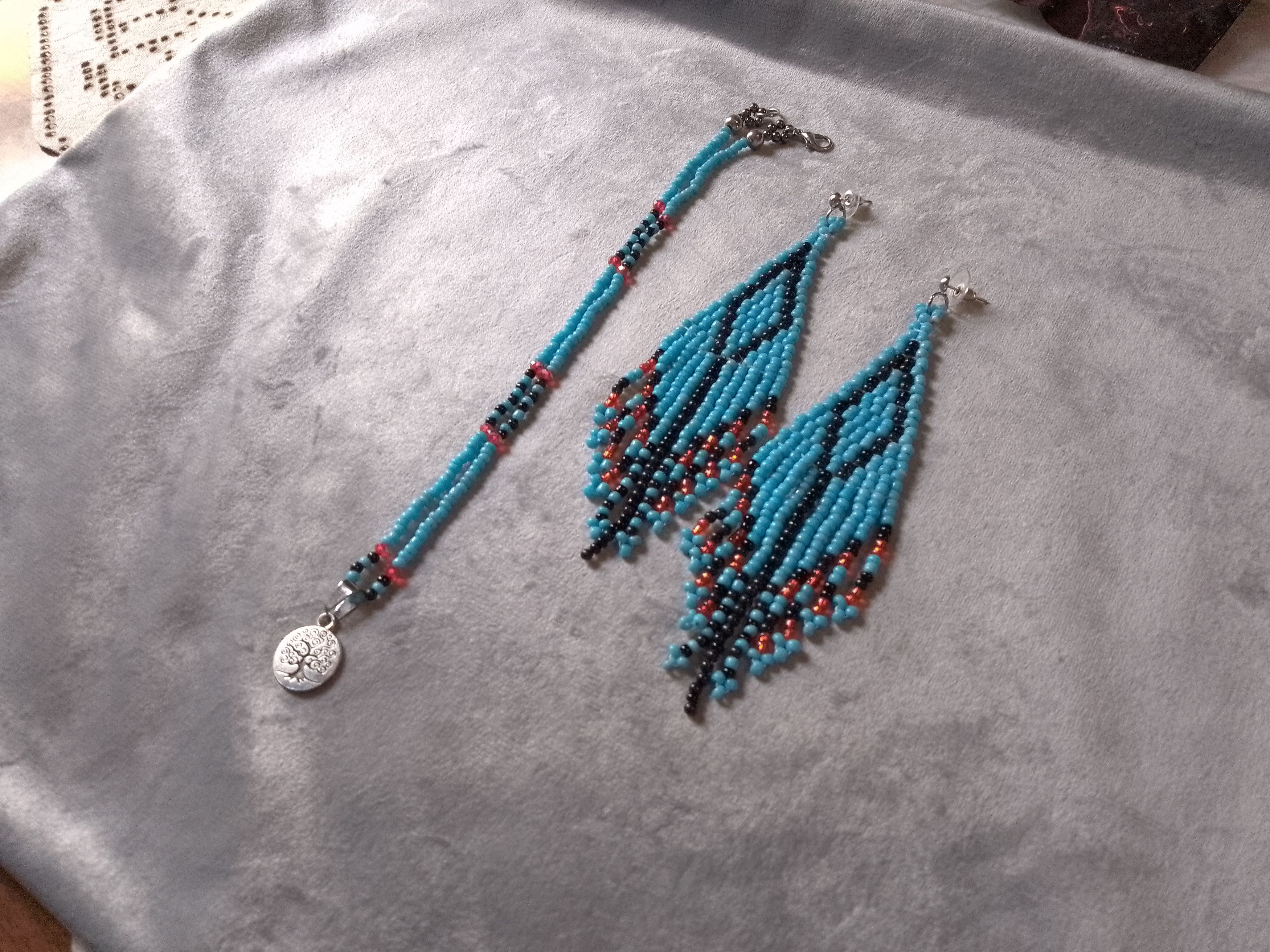 Handmade Earrings Ethnic Blue Bangs. Necklace Pendant in Steel Size ONE SIZE - 1 Thumbnail