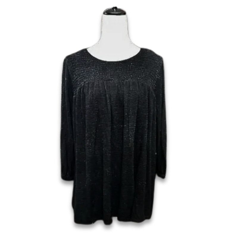 Other Melloday Blouse Smock Long Sleeves Stretchy Black Women's 1X Size XL / US 12-14 / IT 48-50 - 1 Thumbnail