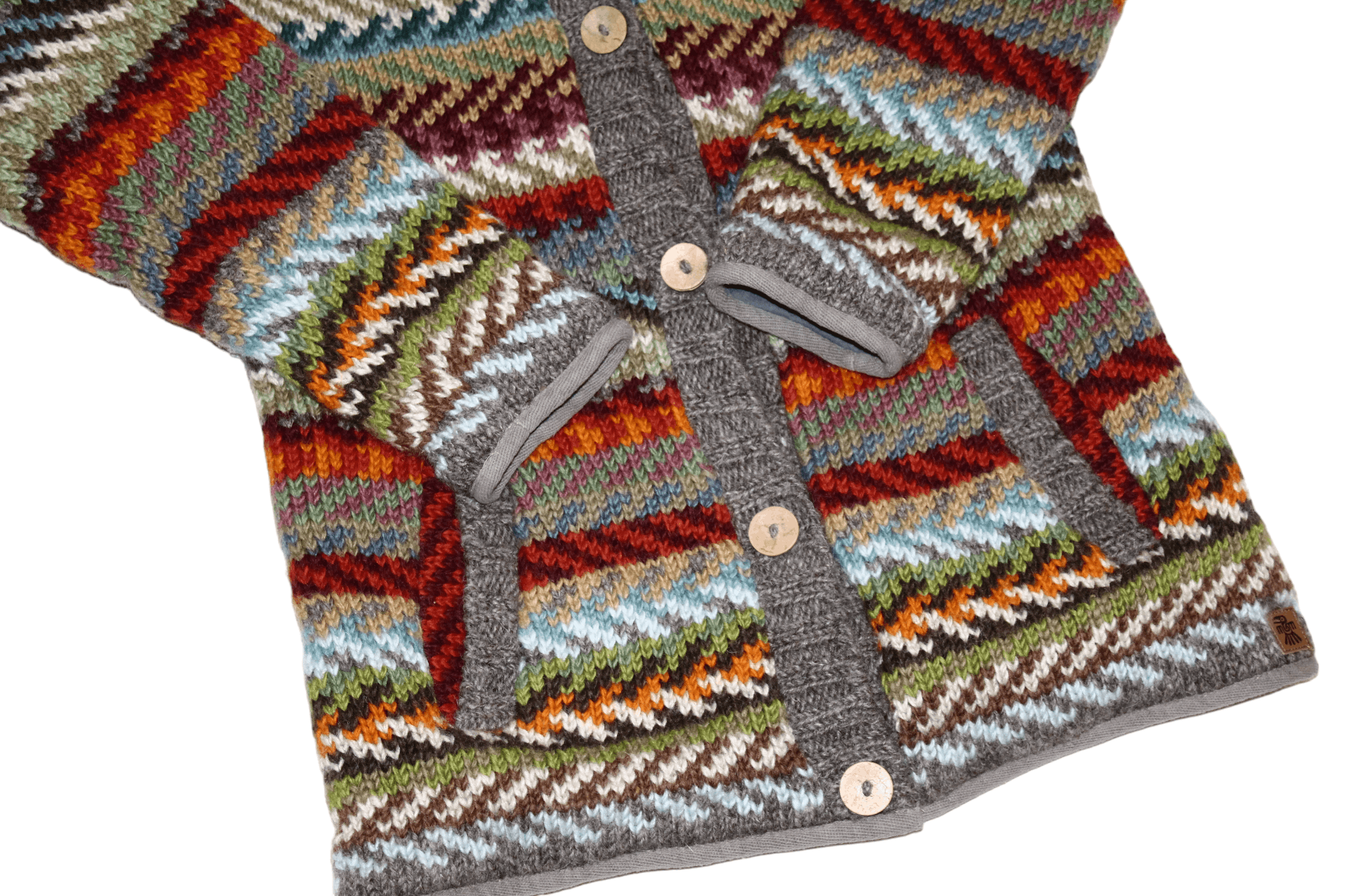 Japanese Brand PACHAMAMA Cowichan Handknit Wool Zip Front Lined Cardigan Size M / US 6-8 / IT 42-44 - 5 Thumbnail