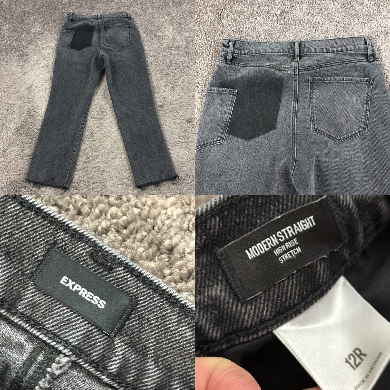 Express Express Jeans Womens 12 Black Straight Leg High Rise Stretch Denim Modern 31x29 Size 34" / US 12 / IT 48 - 8 Thumbnail