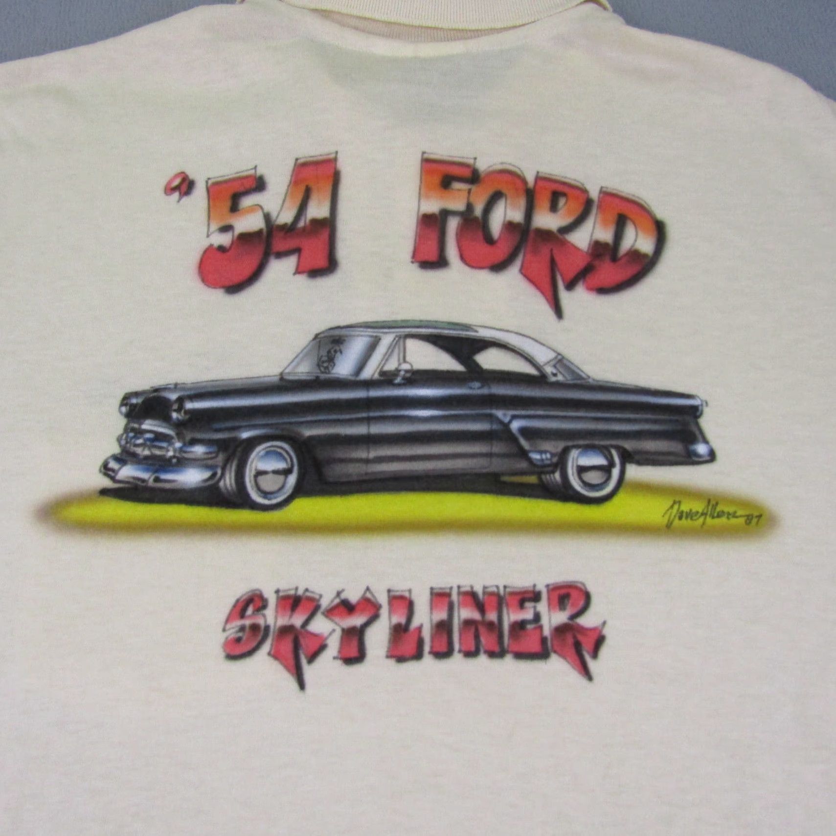 Hanes VINTAGE Hanes Polo Shirt Mens XL Beige 1954 80s Ford Skyliner Cars Classic Casual Polo Size US XL / EU 56 / 4 - 5 Thumbnail