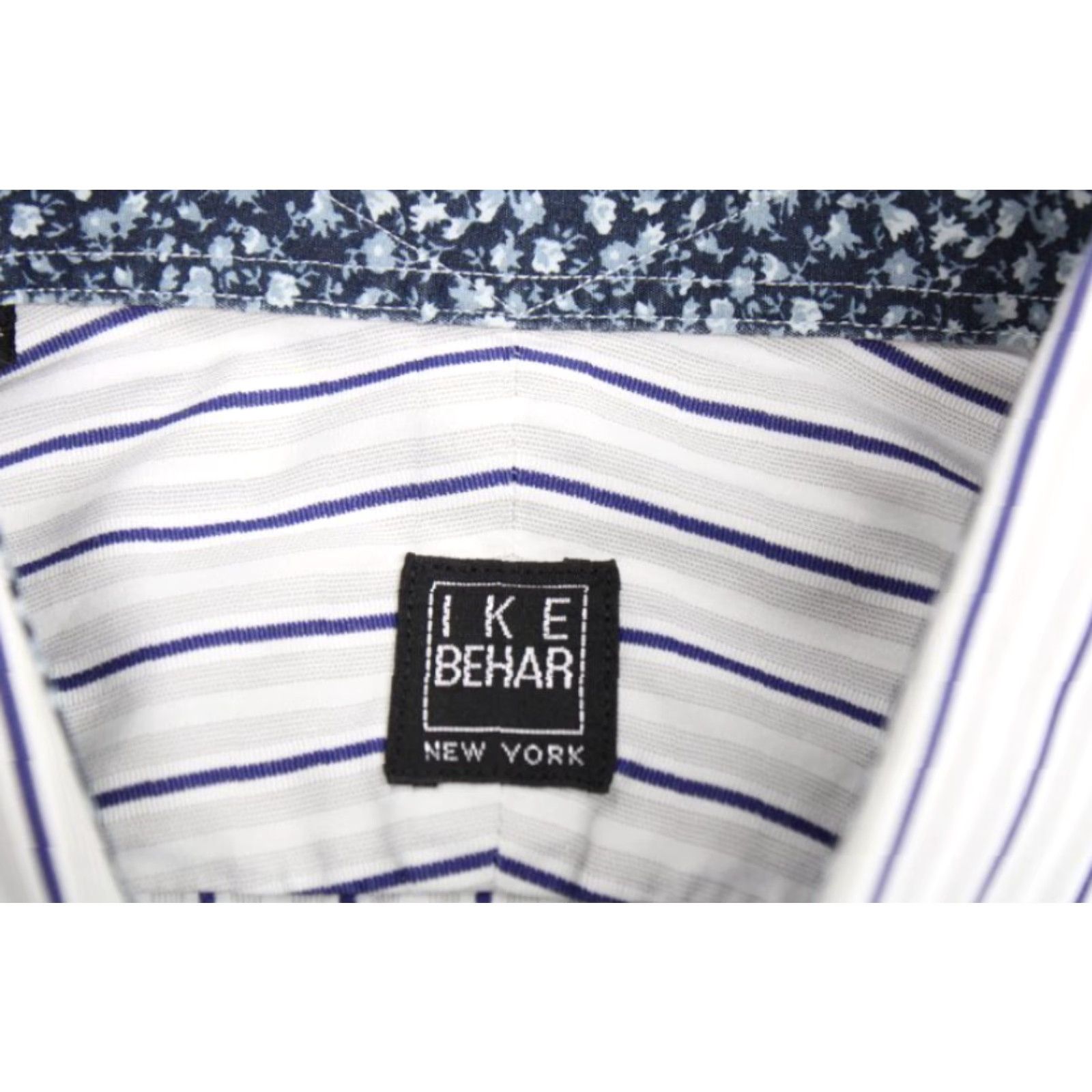 Ike Behar VINTAGE Ike Behar Shirt Men's XL White Blue Striped Flip Cuff Long Sleeve Casual Friday Size US XL / EU 56 / 4 - 7 Thumbnail
