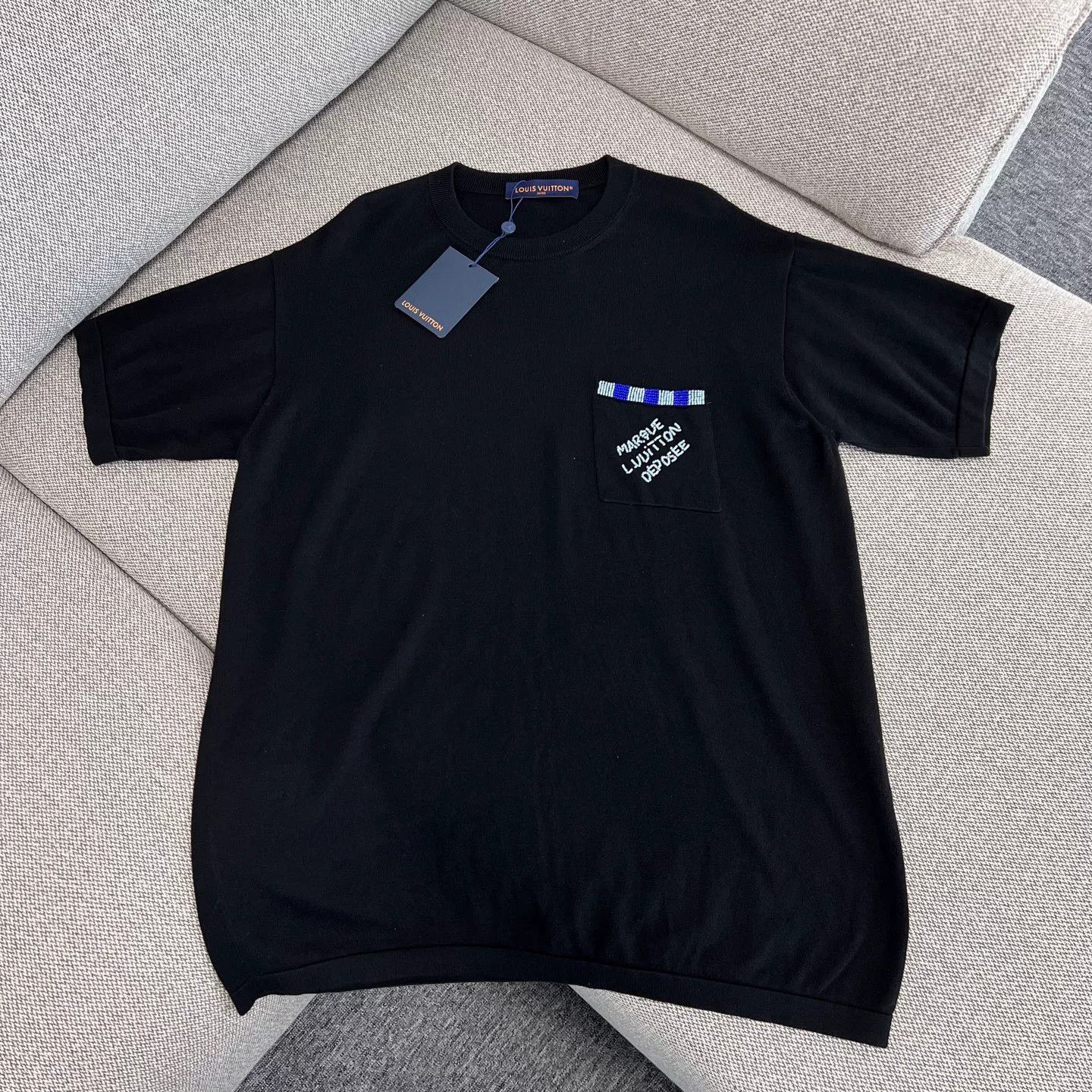 Louis Vuitton Louis Vuitton Beaded Logo Knit Short-Sleeve T-Shirt Size US XL / EU 56 / 4 - 1 Thumbnail