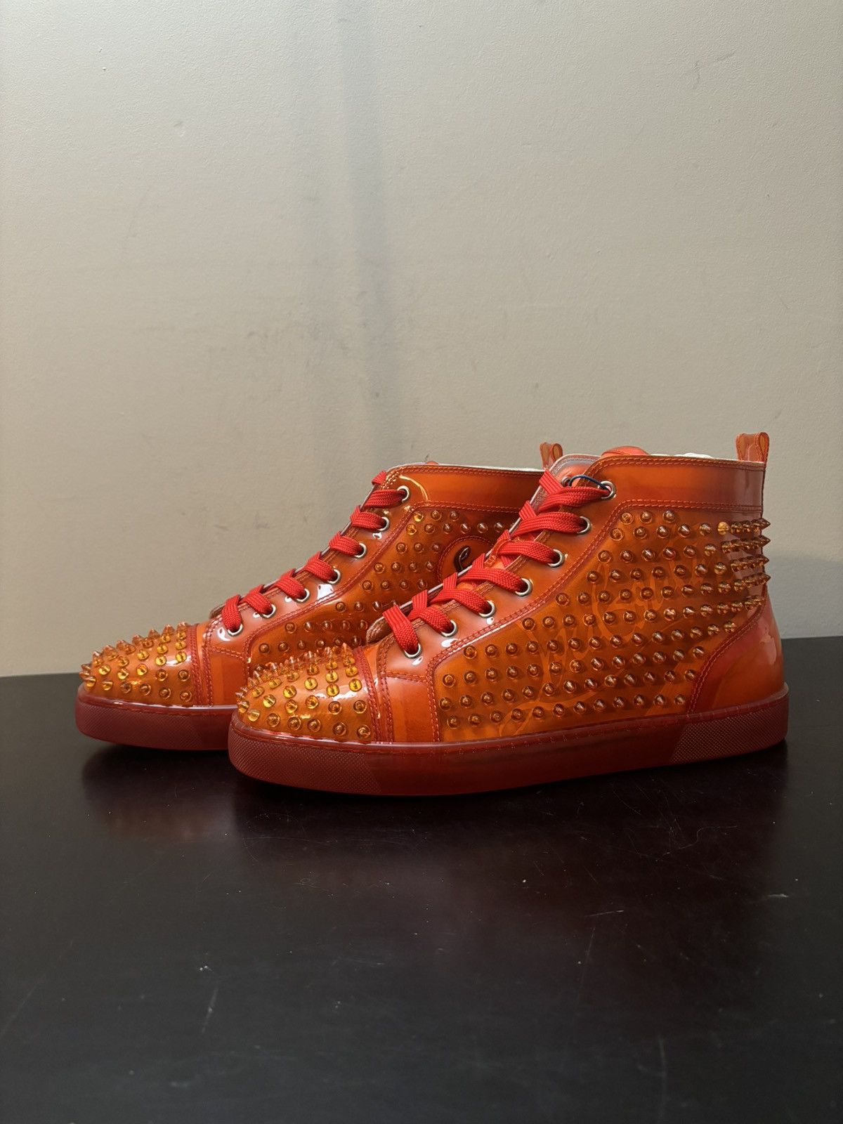 Christian Louboutin Christian Louboutin Red Bottom Louix Ray Spikes PVC Orange Size US 12 / EU 45 - 1 Thumbnail