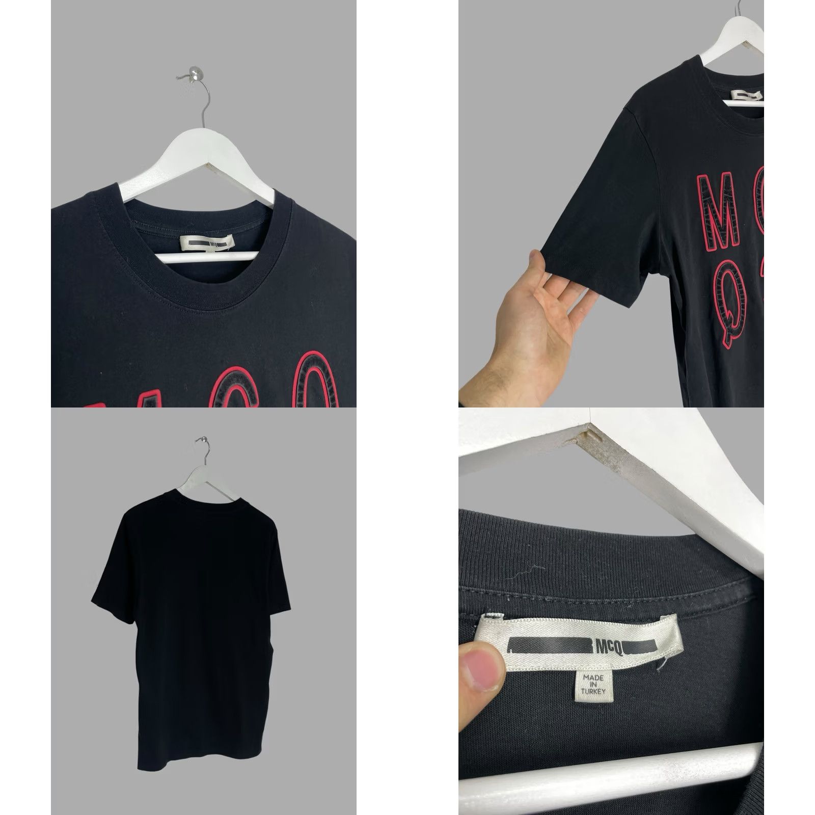 Alexander McQueen McQ Alexander McQueen Velvet Logo T-Shirt, Black, L, Men, Crew Neck, Cotton, Regular, All Seasons, Designer, Vintage: No Size US L / EU 52-54 / 3 - 8 Thumbnail