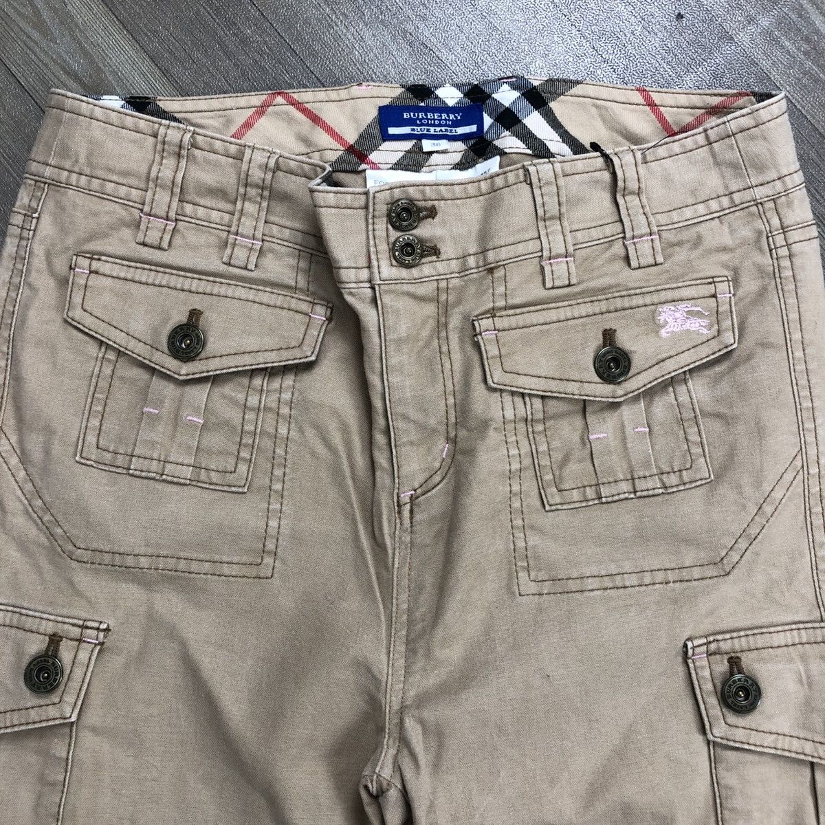Burberry × Burberry Prorsum × Vintage 1990s Burberry London Blue Label Fatigue Cargo Pants Size US 28 / EU 44 - 3 Thumbnail